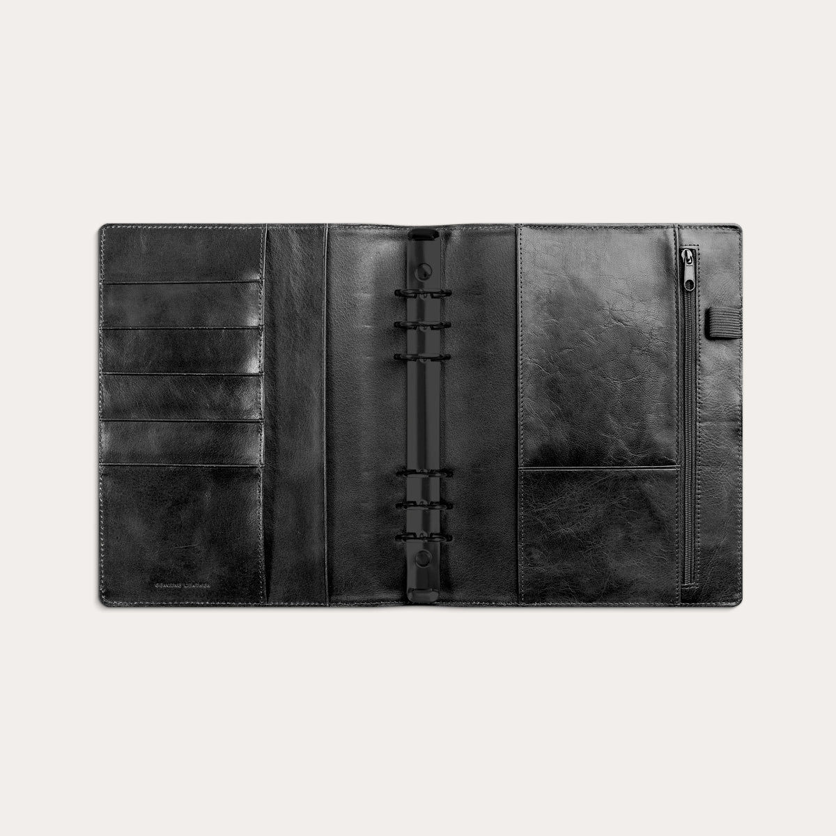 Business Systemkalender A5 2027 svart skinn