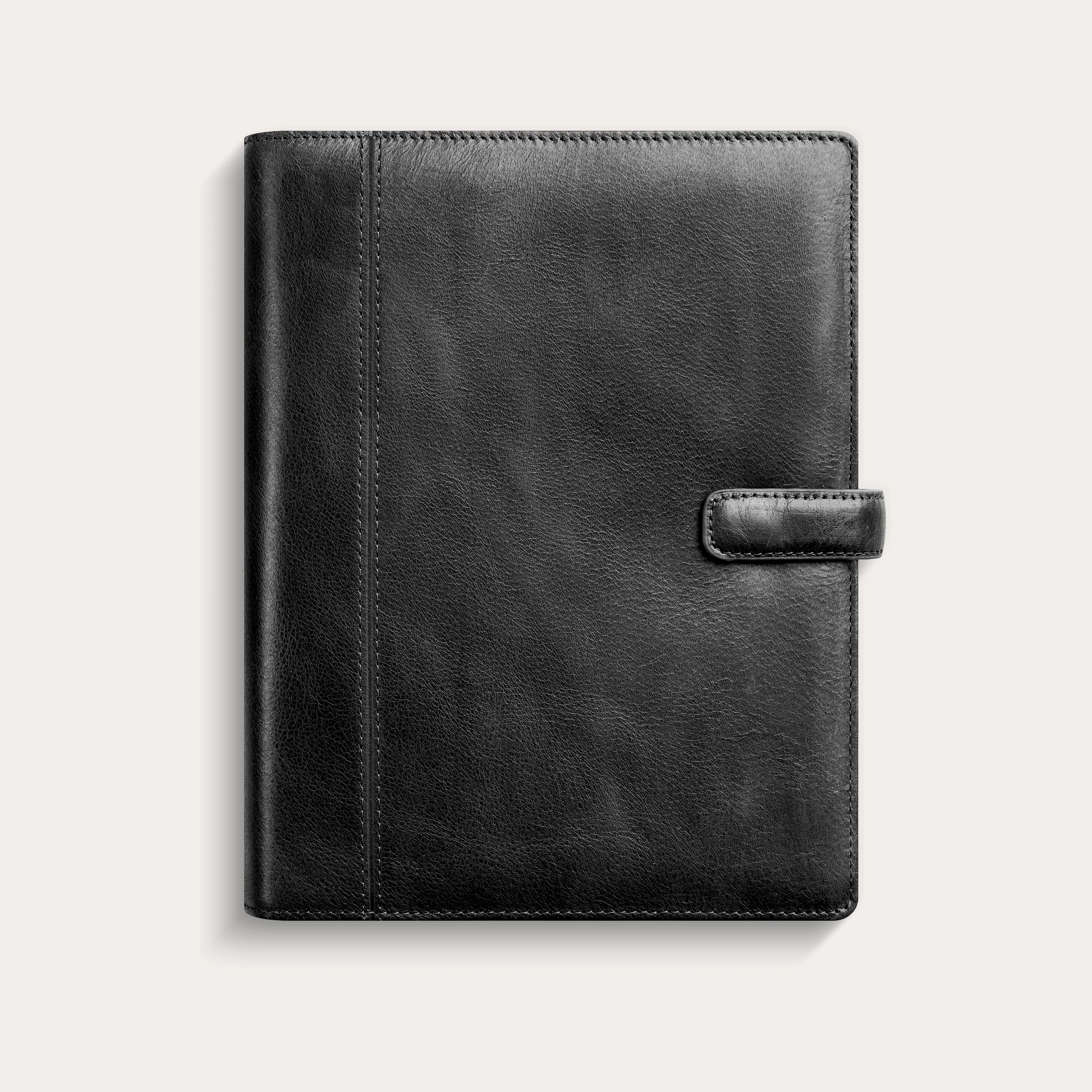 Business Systemkalender A5 2027 svart skinn