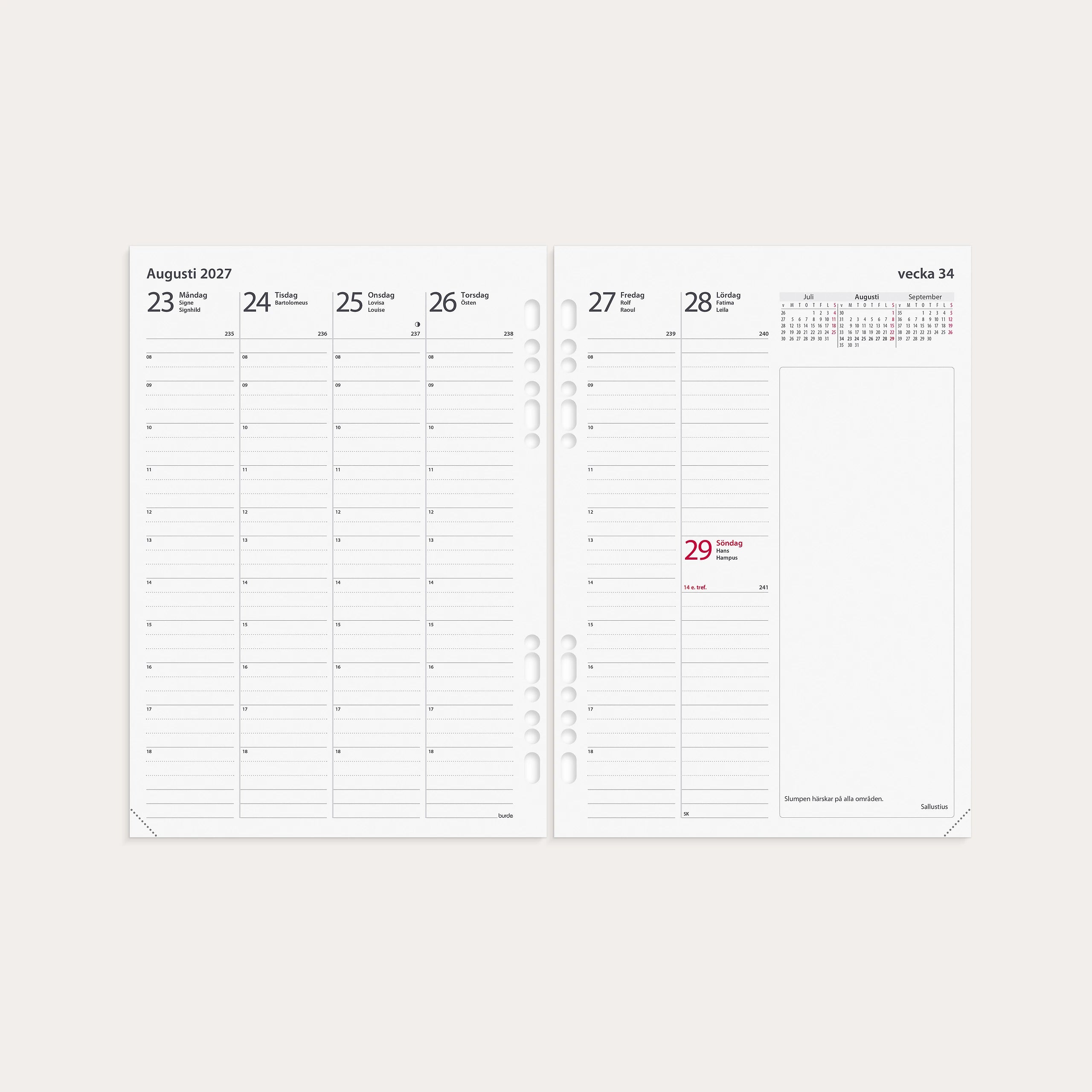 Business Systemkalender A5 2027 brunt skinn