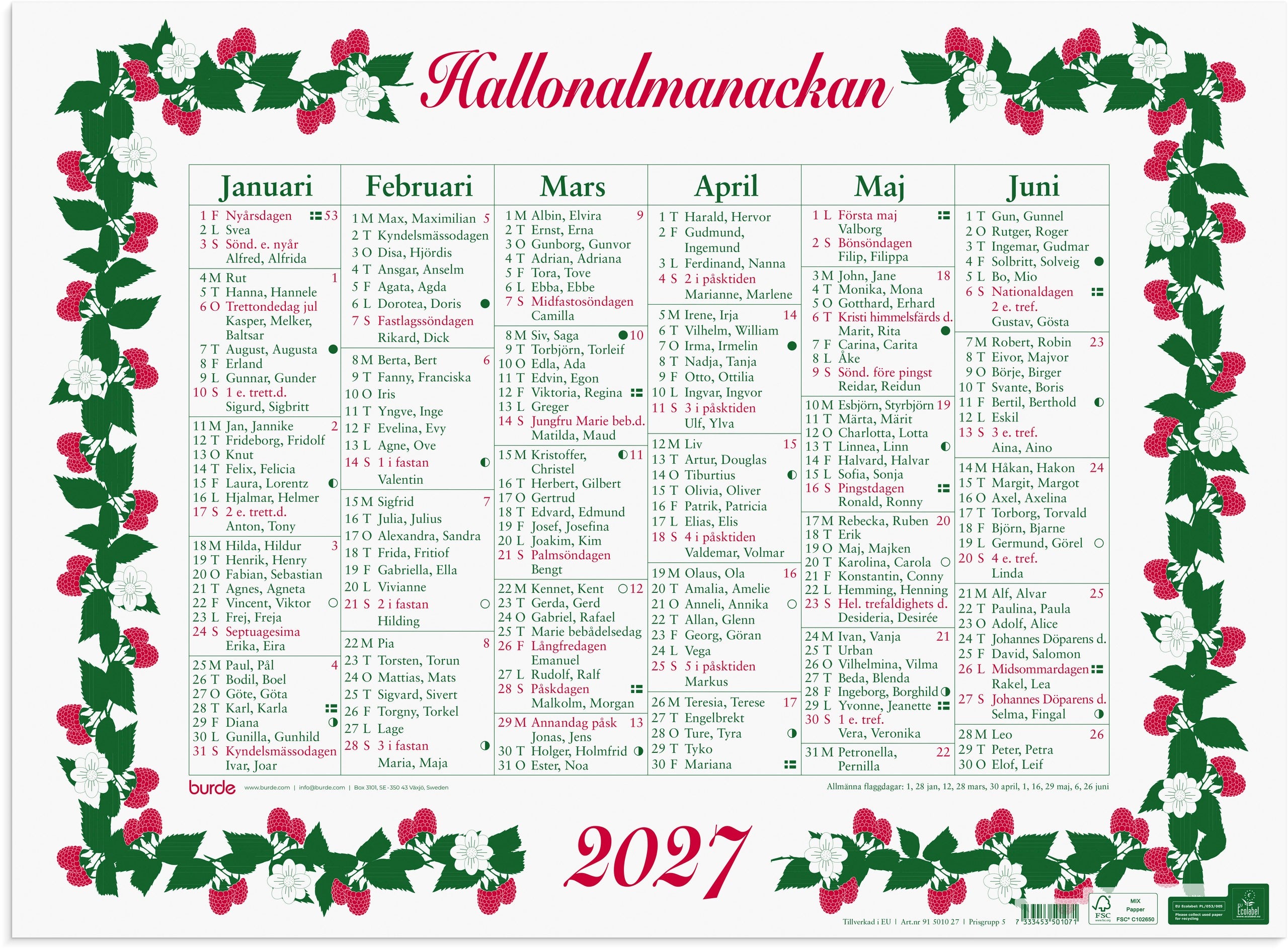 Stora Hallonalmanackan 2027