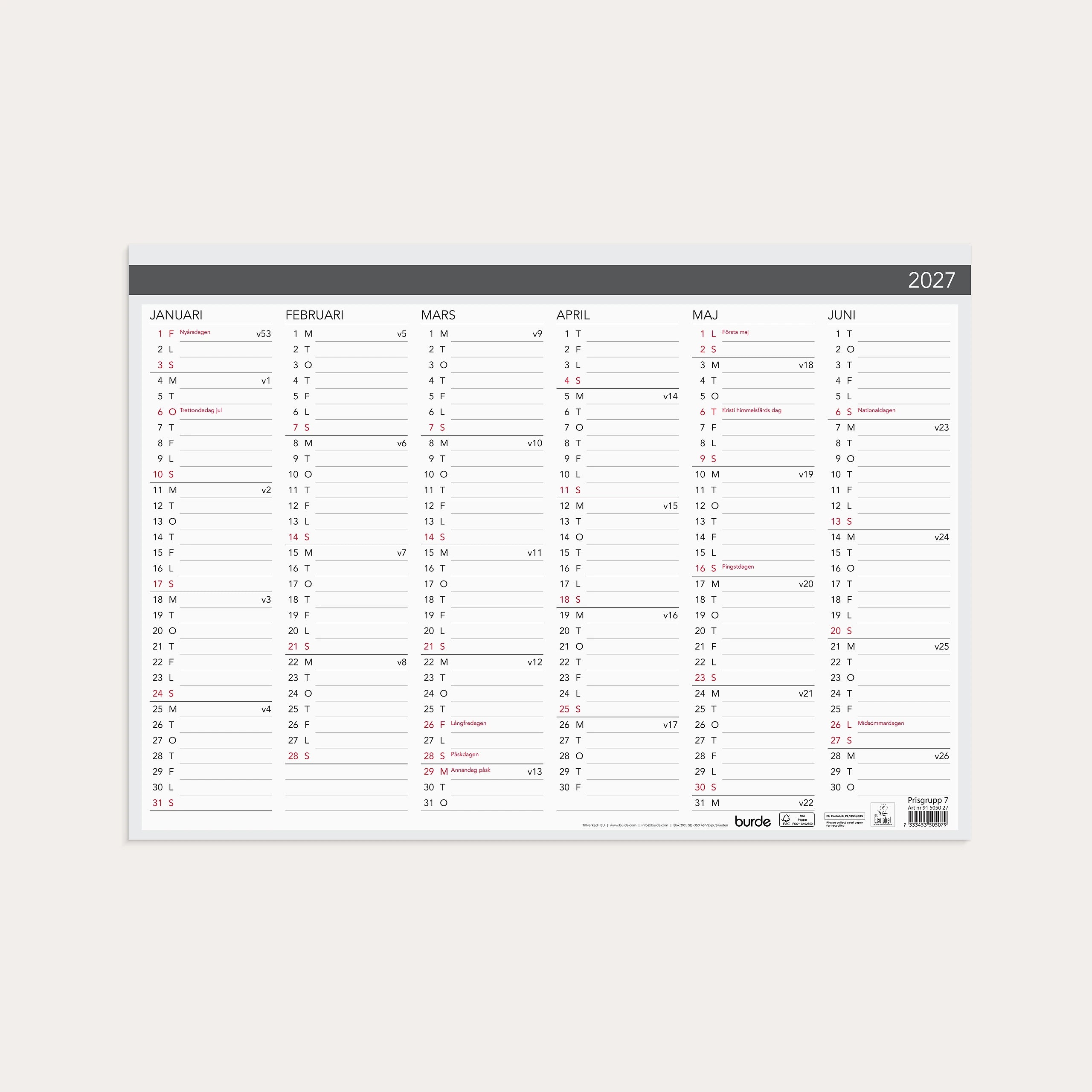 Väggblad 2027 Elegant 420x297 mm
