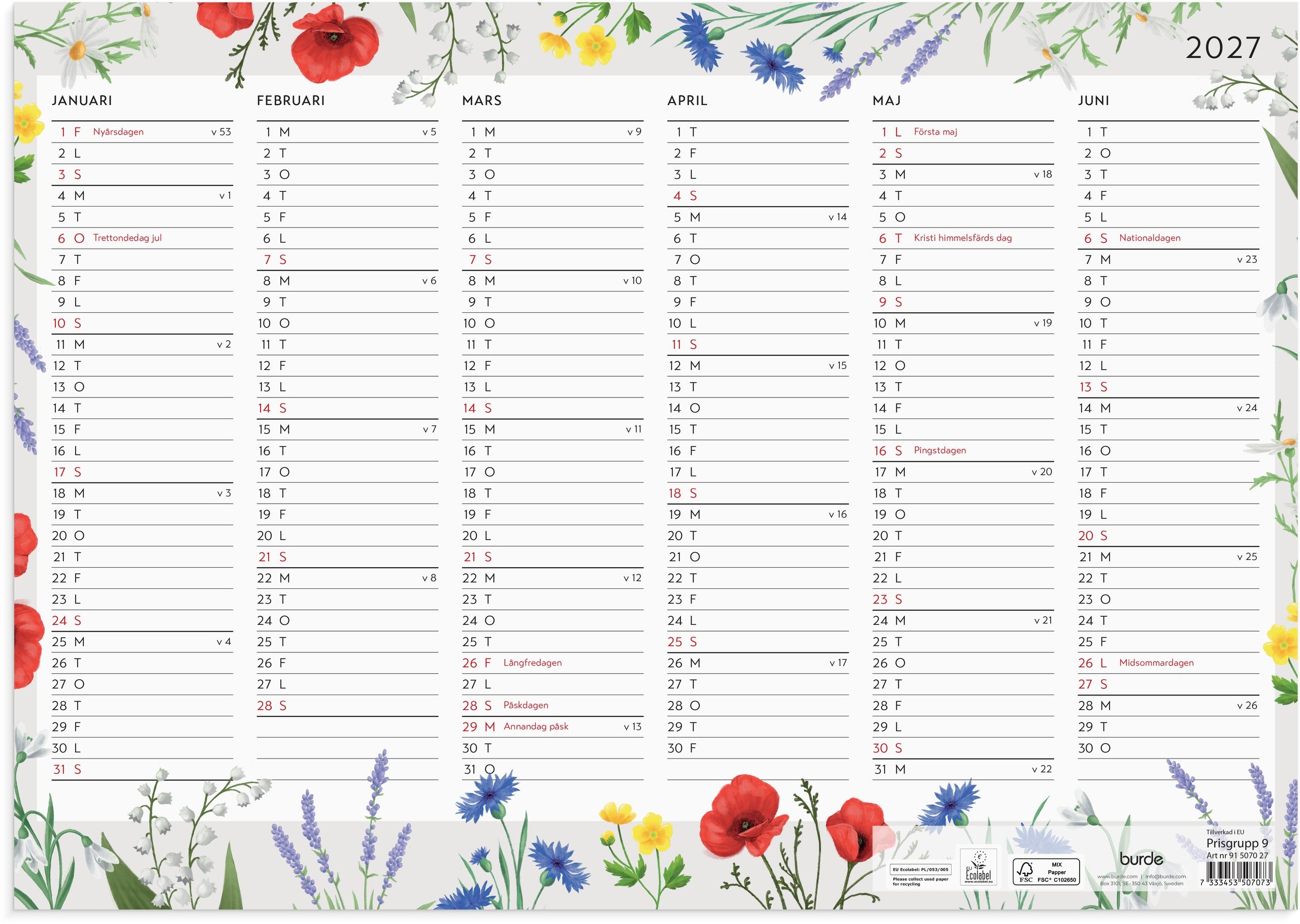 Väggblad 2027 Blomster