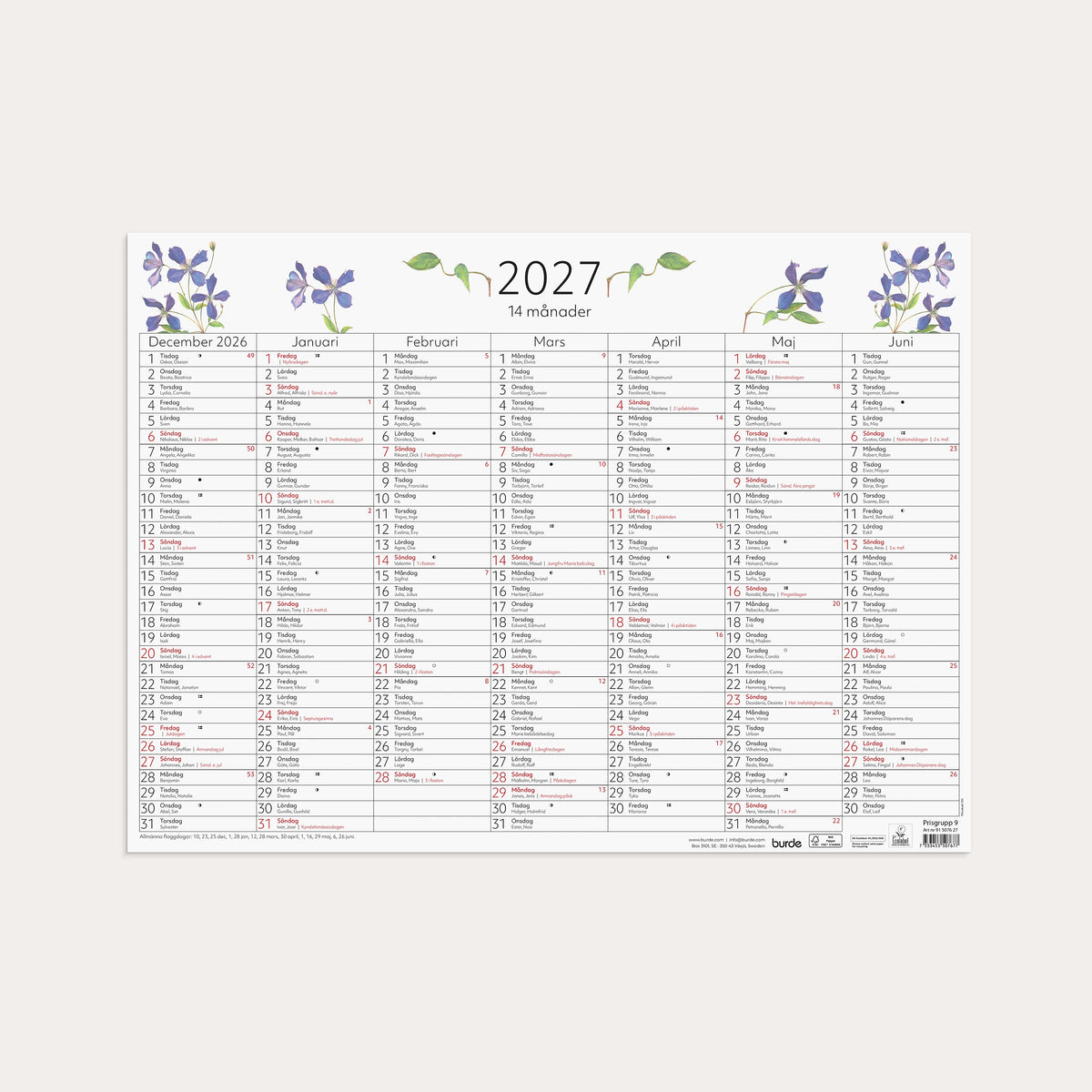 Väggblad 2027 14-månader