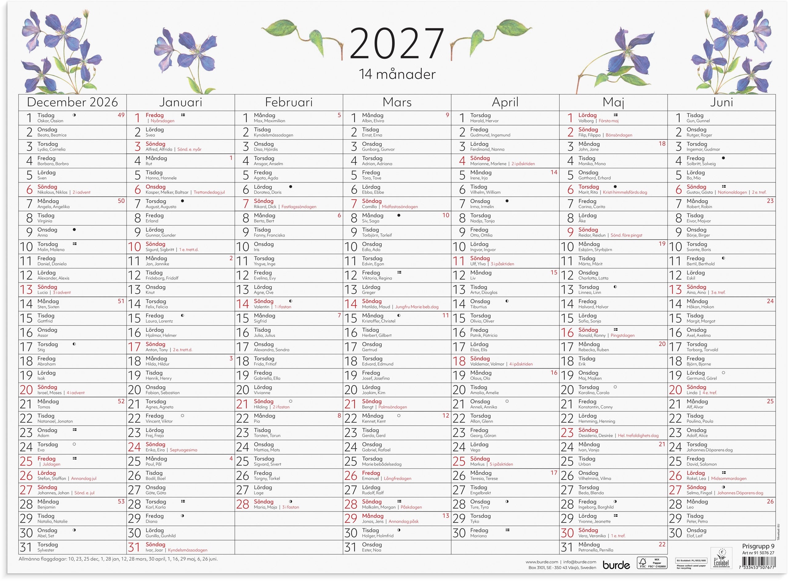 Väggblad 2027 14-månader