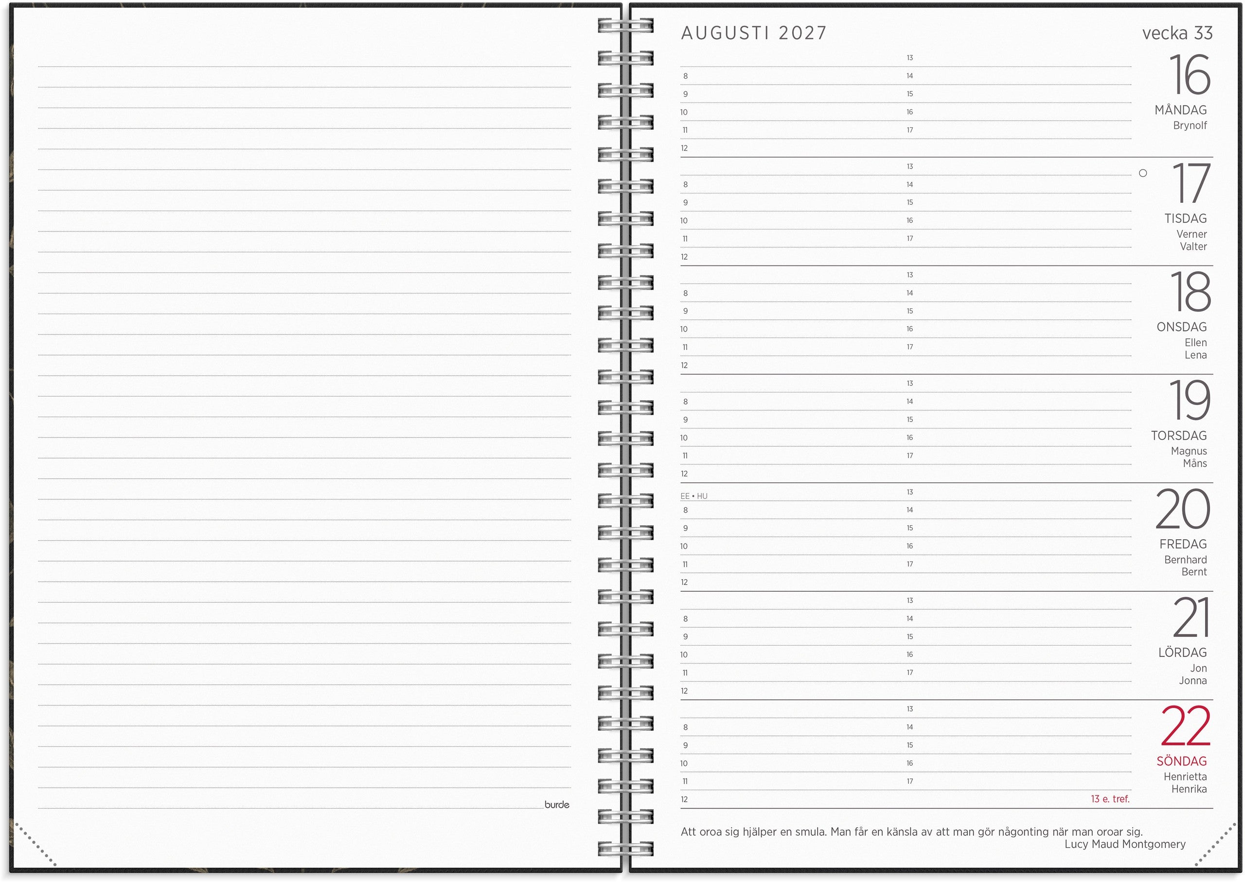 Stor Veckokalender Eco Line 2027