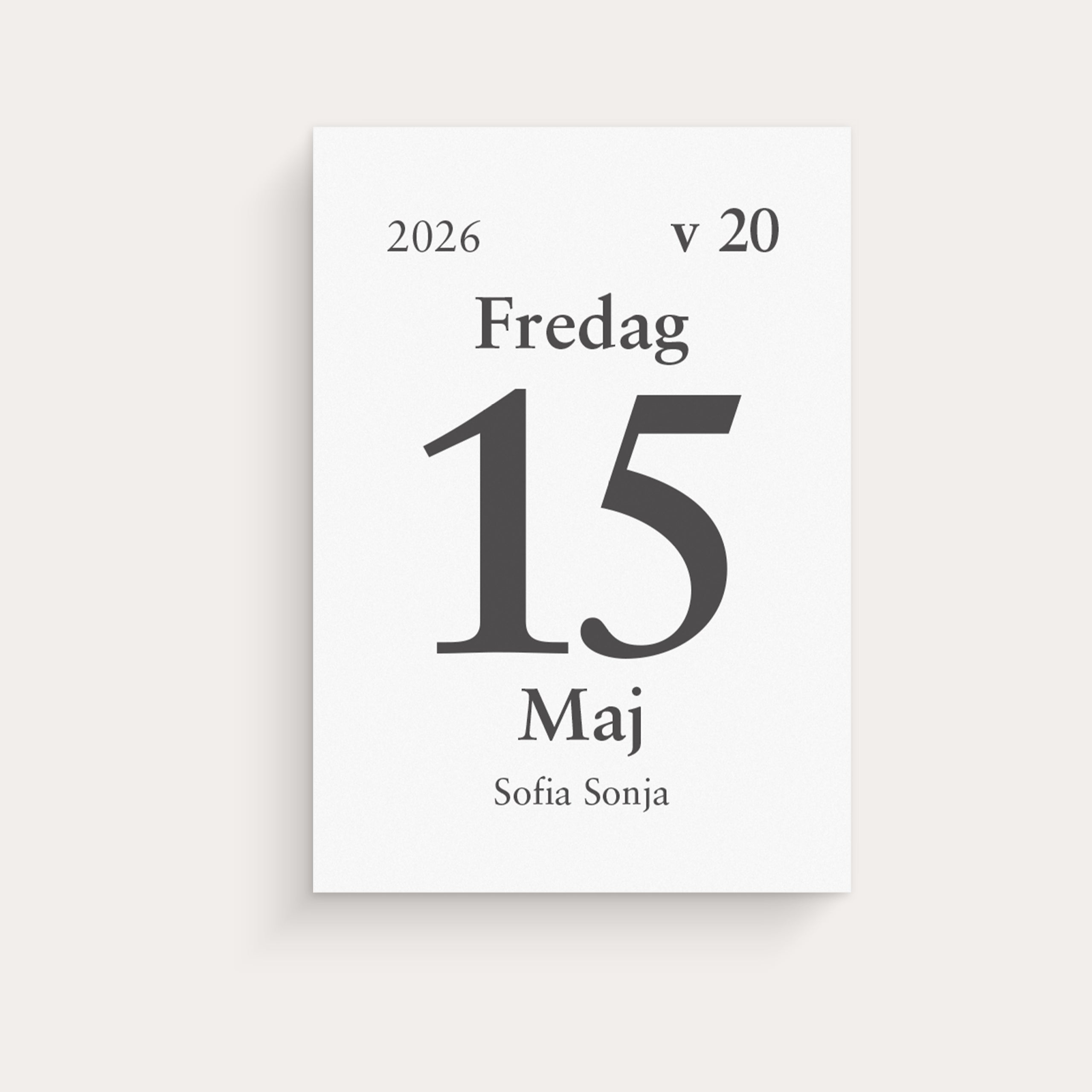 Kalender 2026 Dagblock 44x63 mm