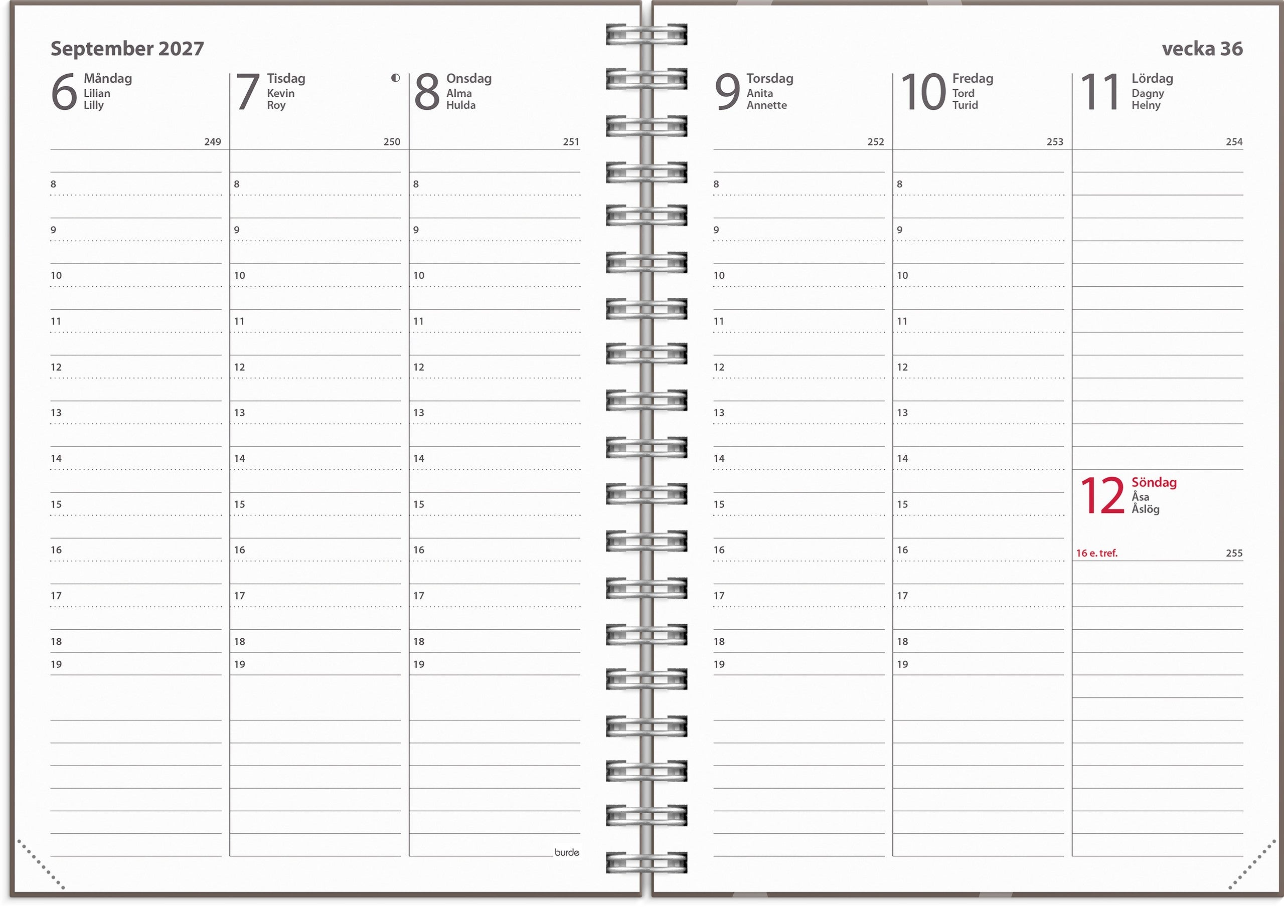 Kalender 2027 Weekly A6 Story brun