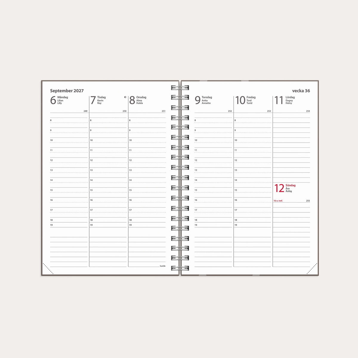 Kalender 2027 Weekly A6 Story brun
