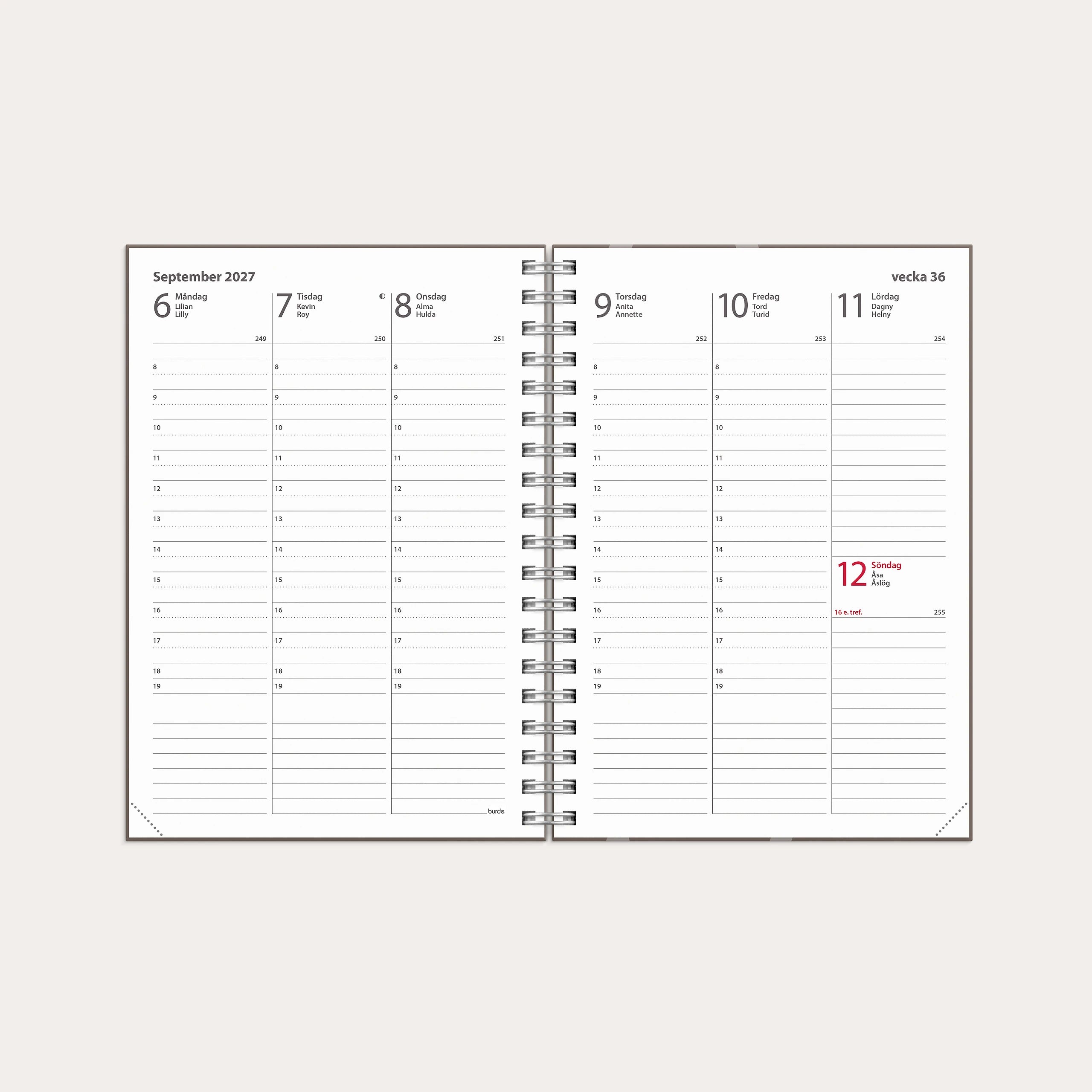 Kalender 2027 Weekly A6 Story brun