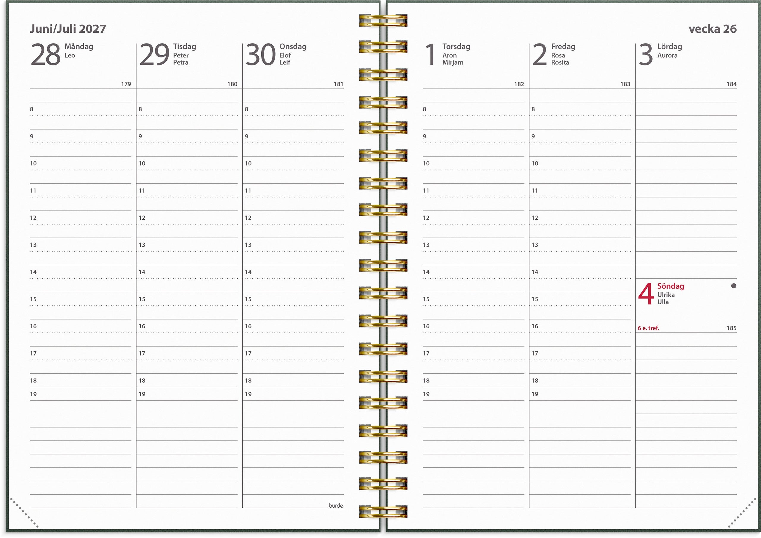 Kalender 2027 Weekly A6 Story blomma