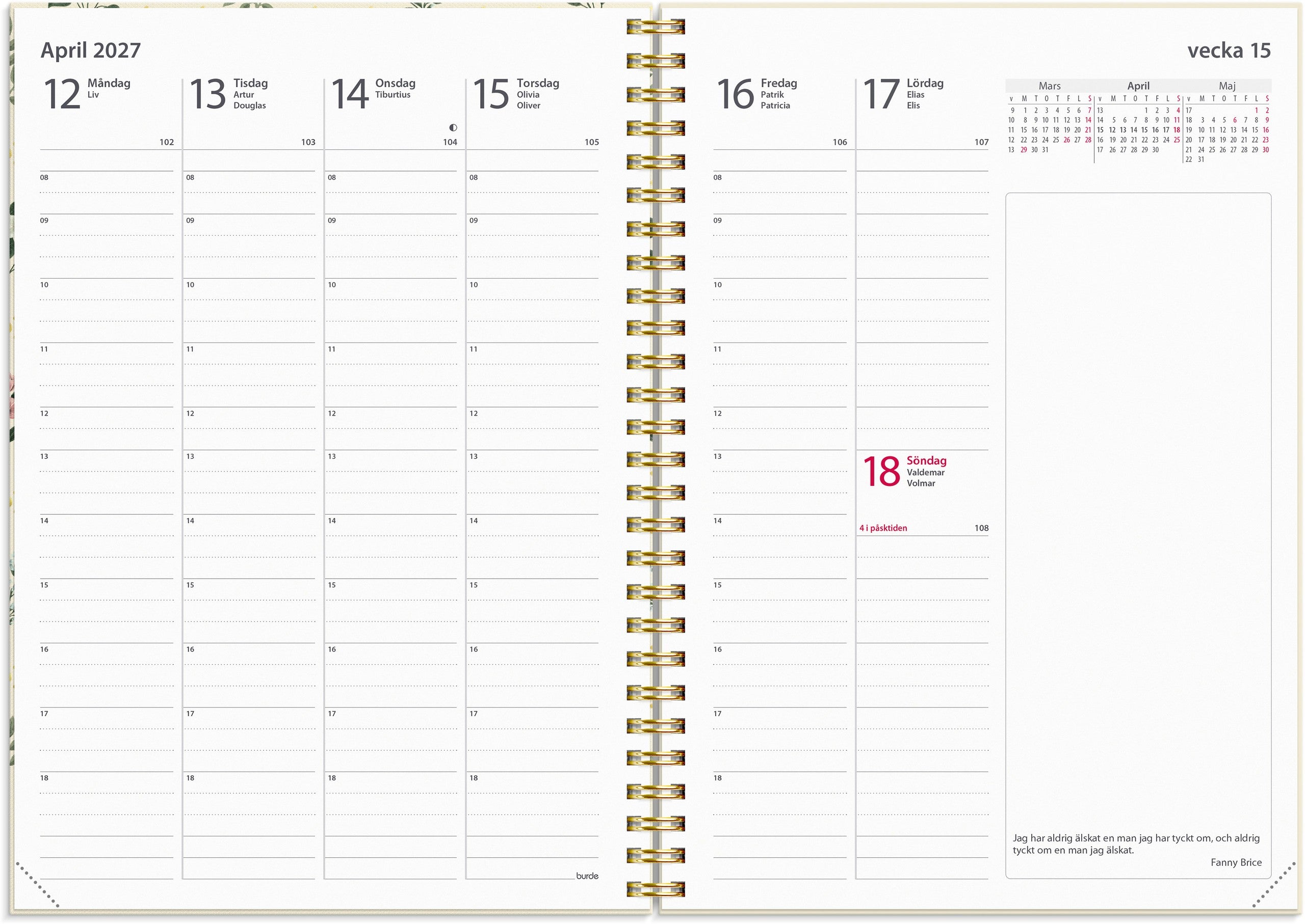 Kalender 2027 Business A5 Story blomma