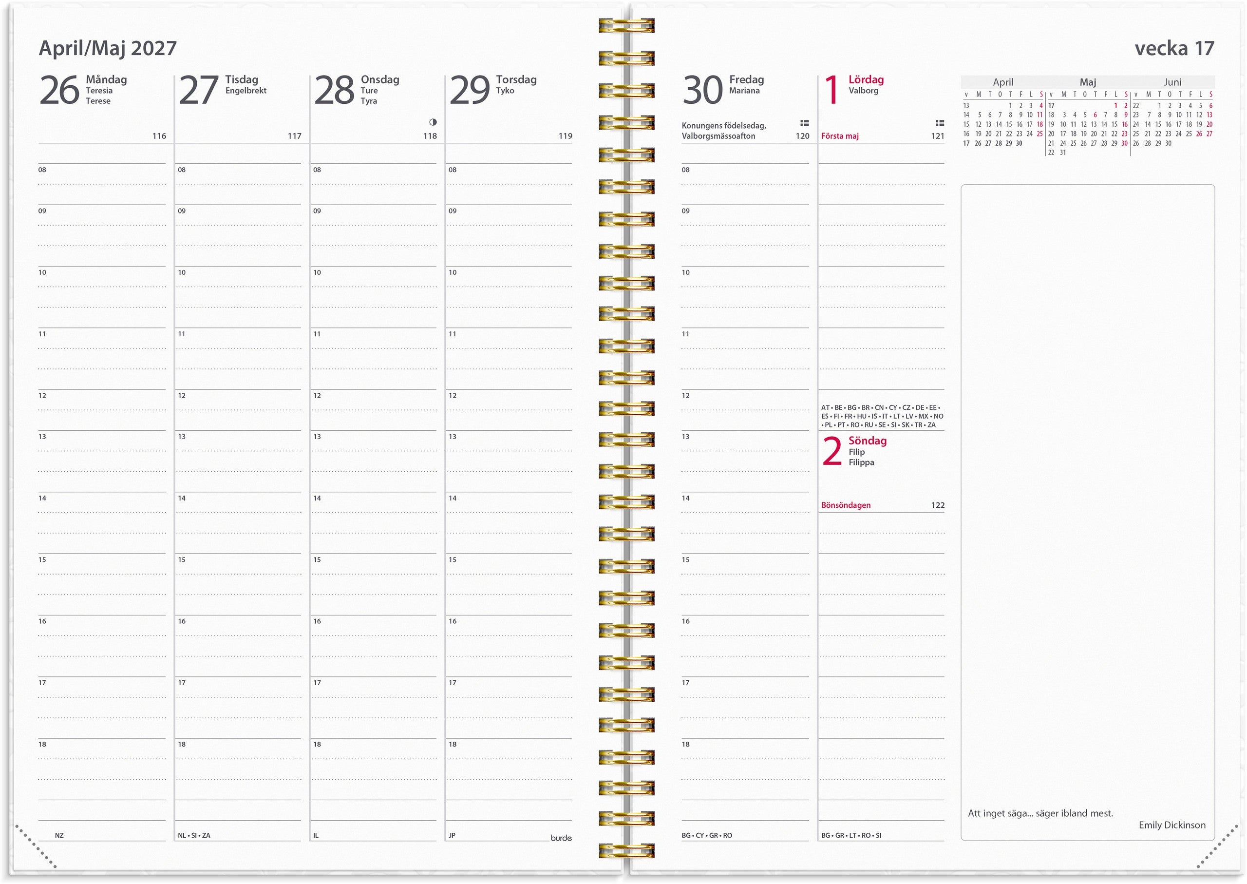 Kalender 2027 Business A5 White