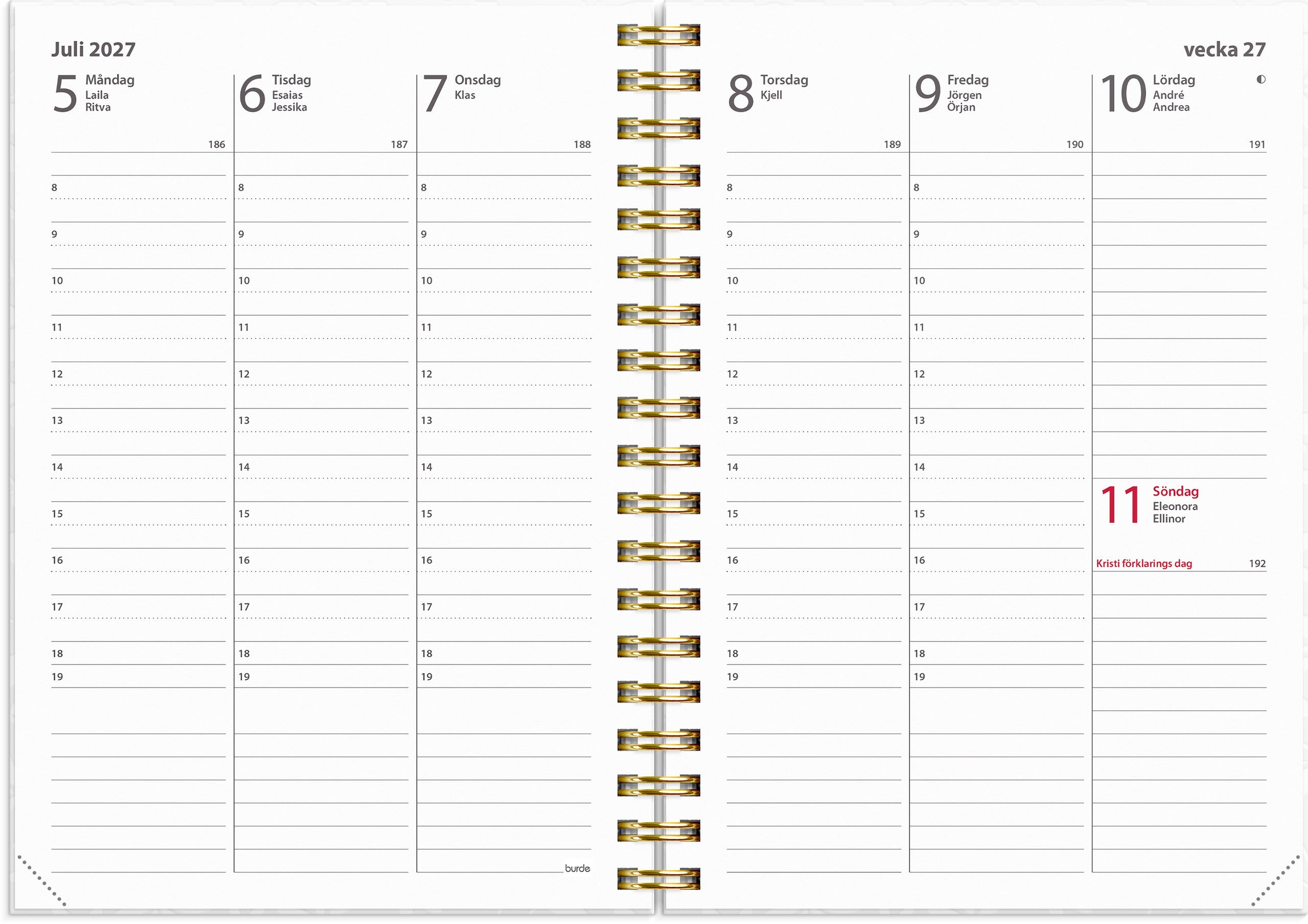 Kalender 2027 Weekly A6 White