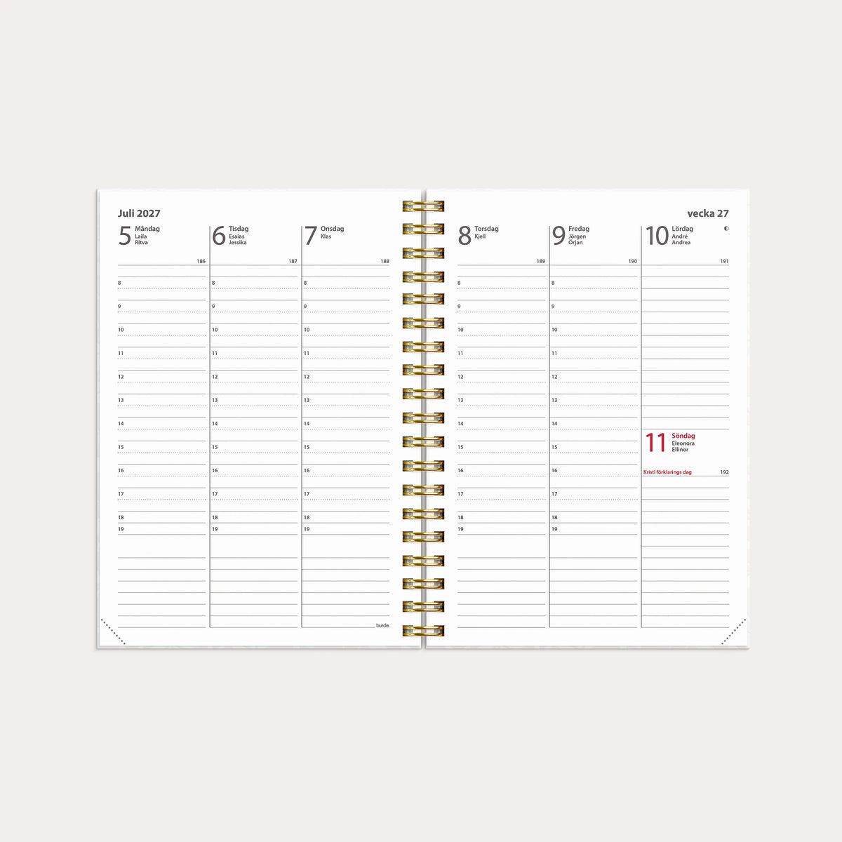 Kalender 2027 Weekly A6 White