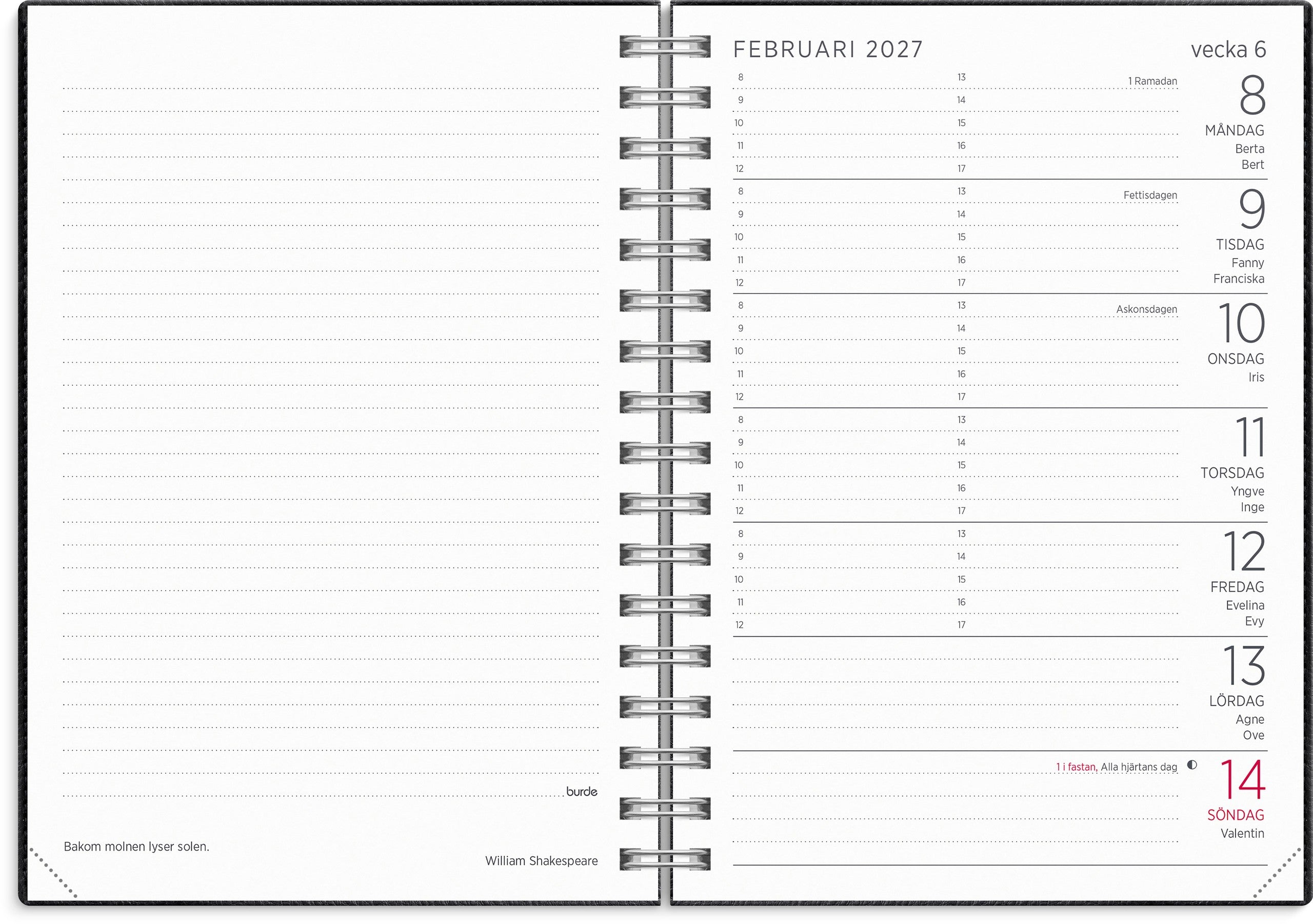 Liten Veckokalender Twist 2027 svart