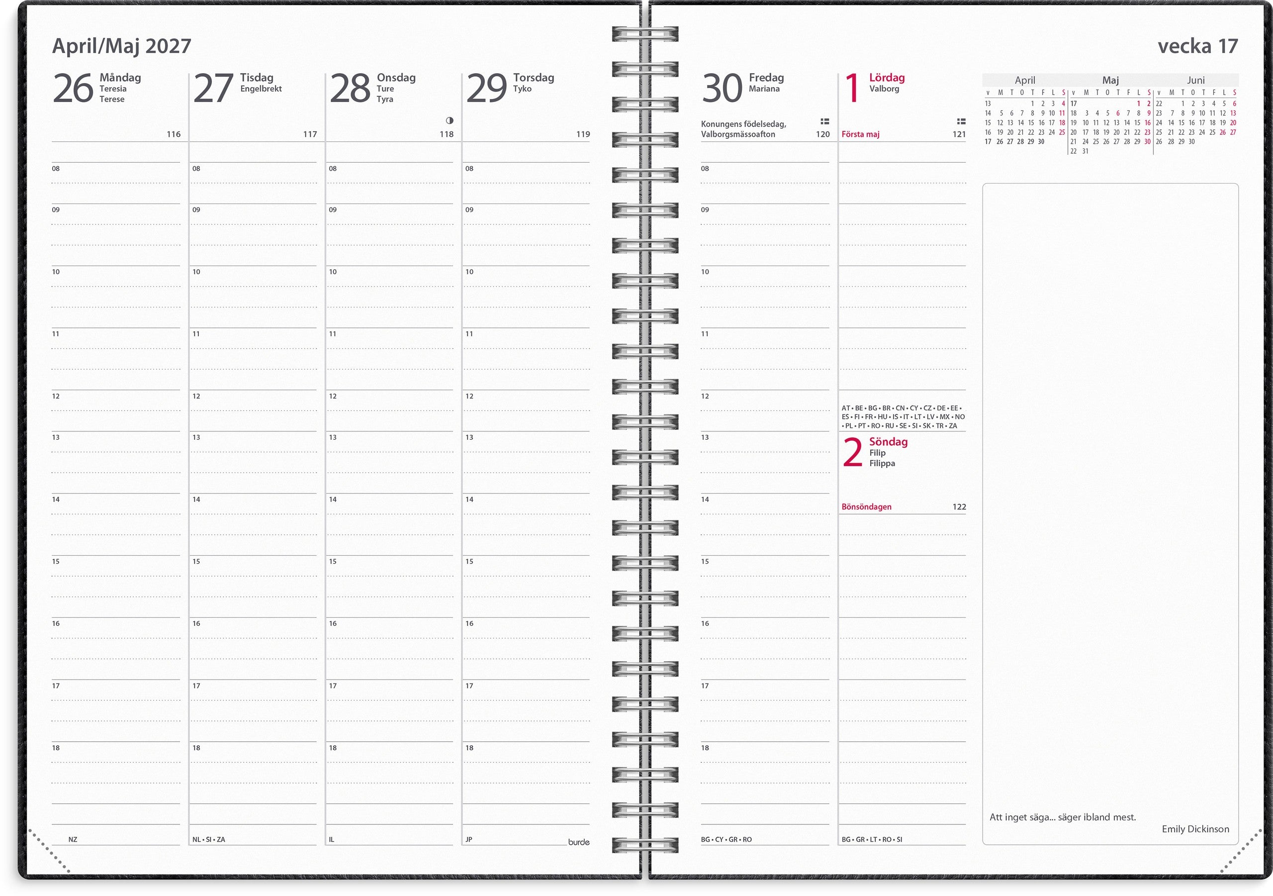 Kalender 2027 Business A5 Twist svart