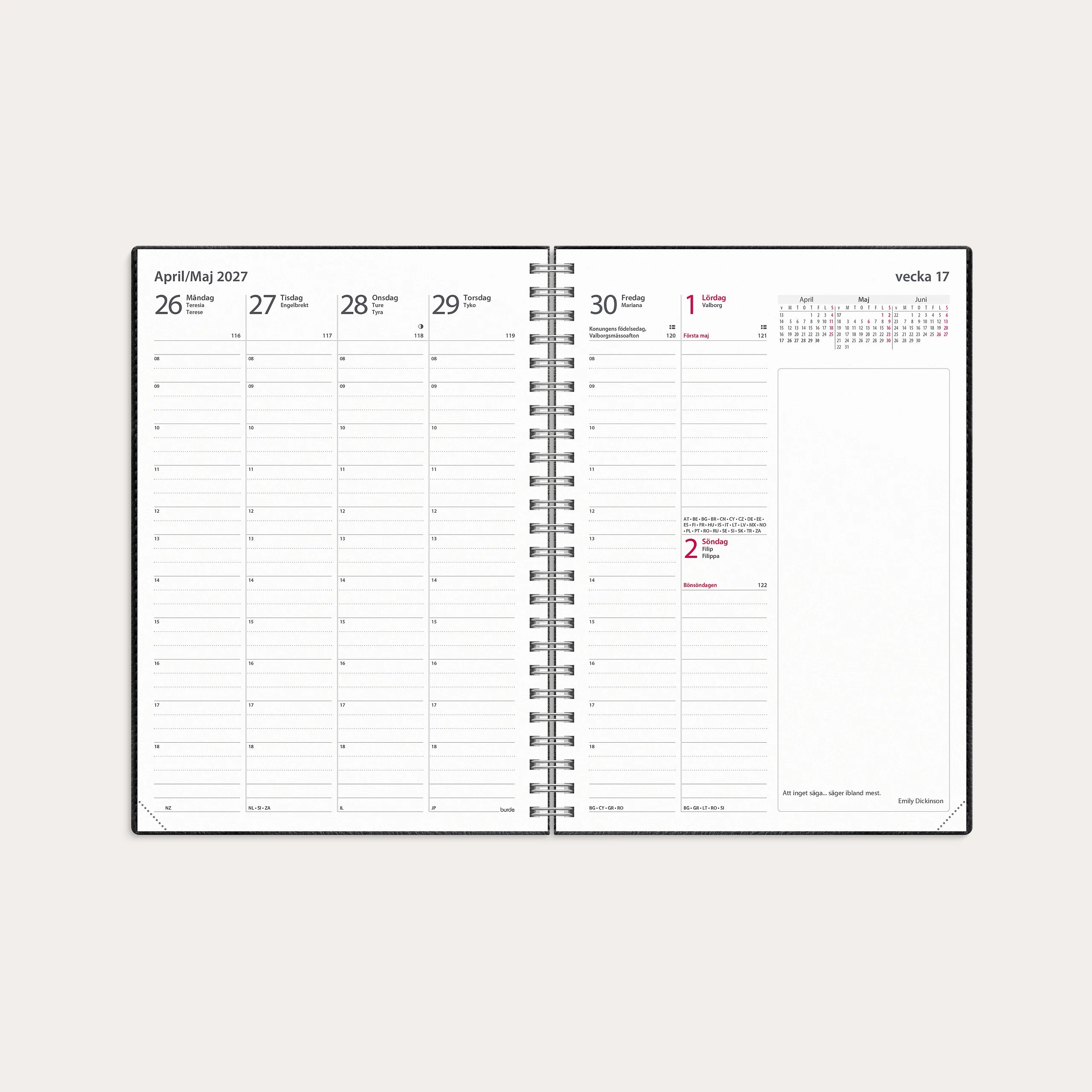 Kalender 2027 Business A5 Twist svart