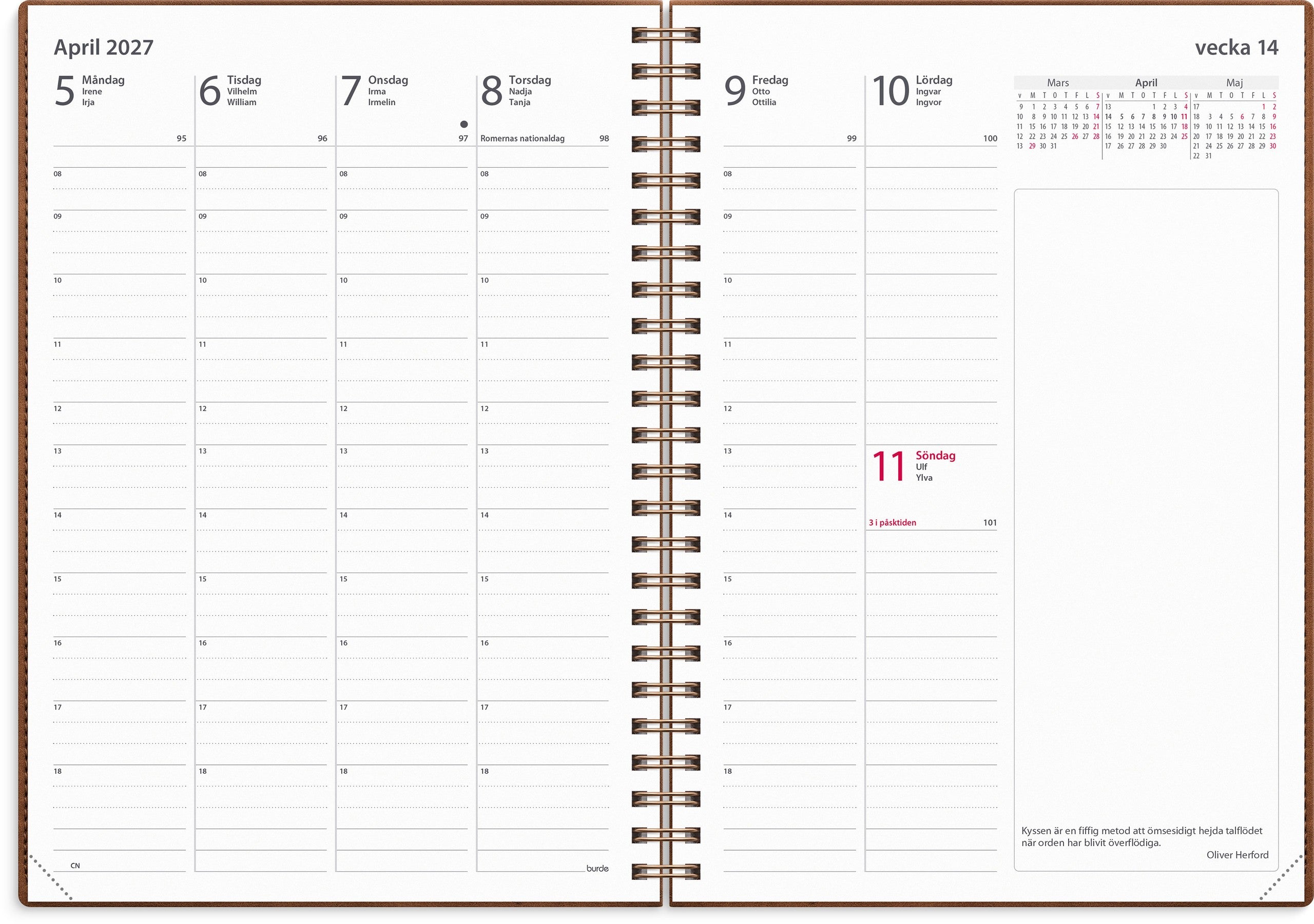 Kalender 2027 Business A5 Twist brun