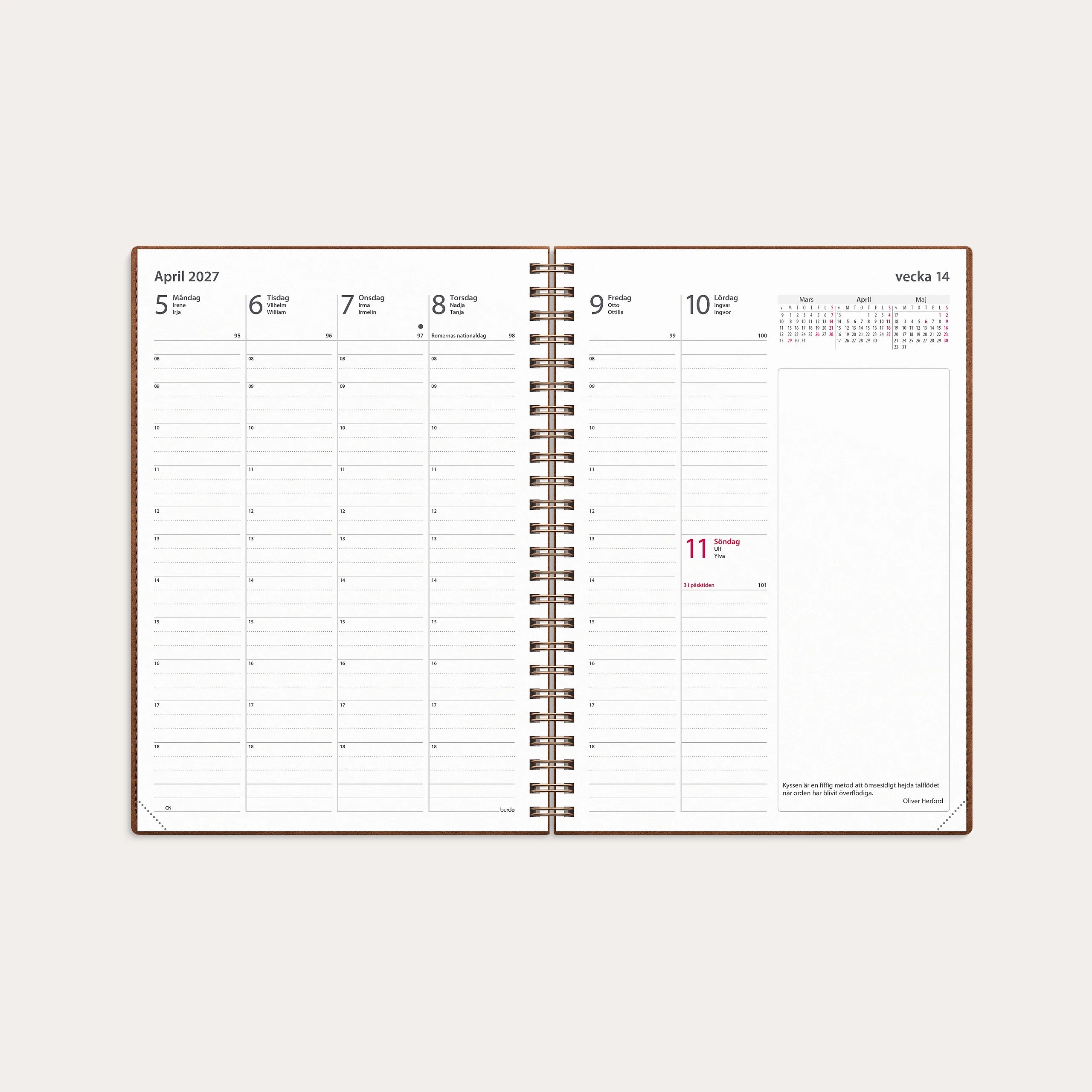 Kalender 2027 Business A5 Twist brun
