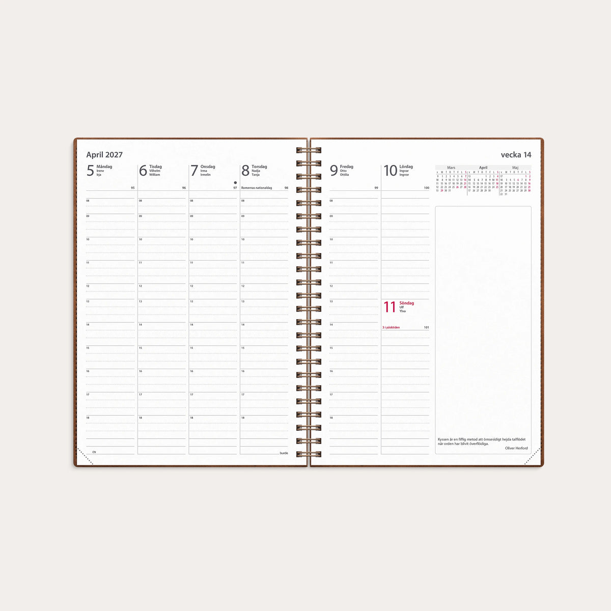 Kalender 2027 Business A5 Twist brun