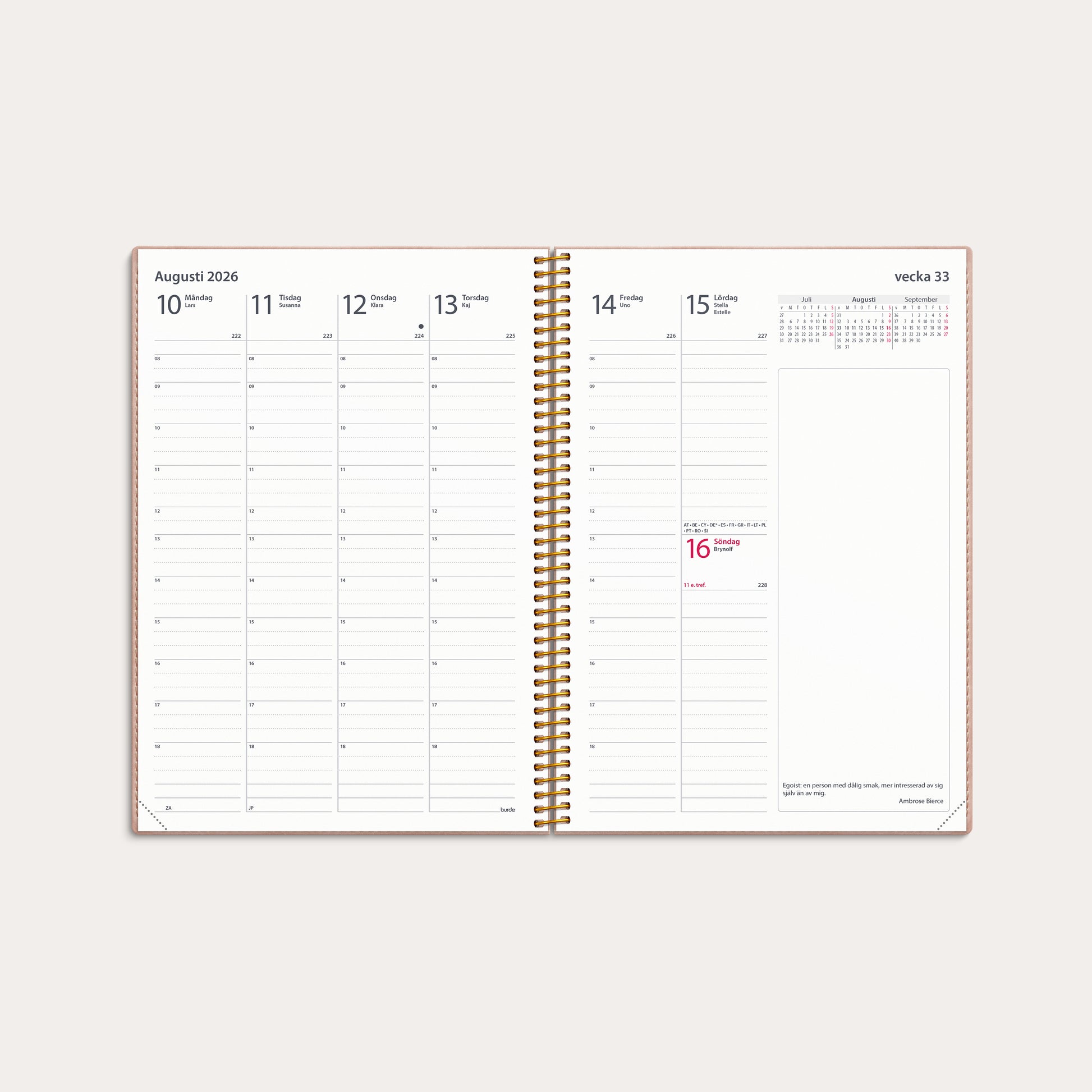 Kalender 2026 Business A5 Twist rosa – detail view