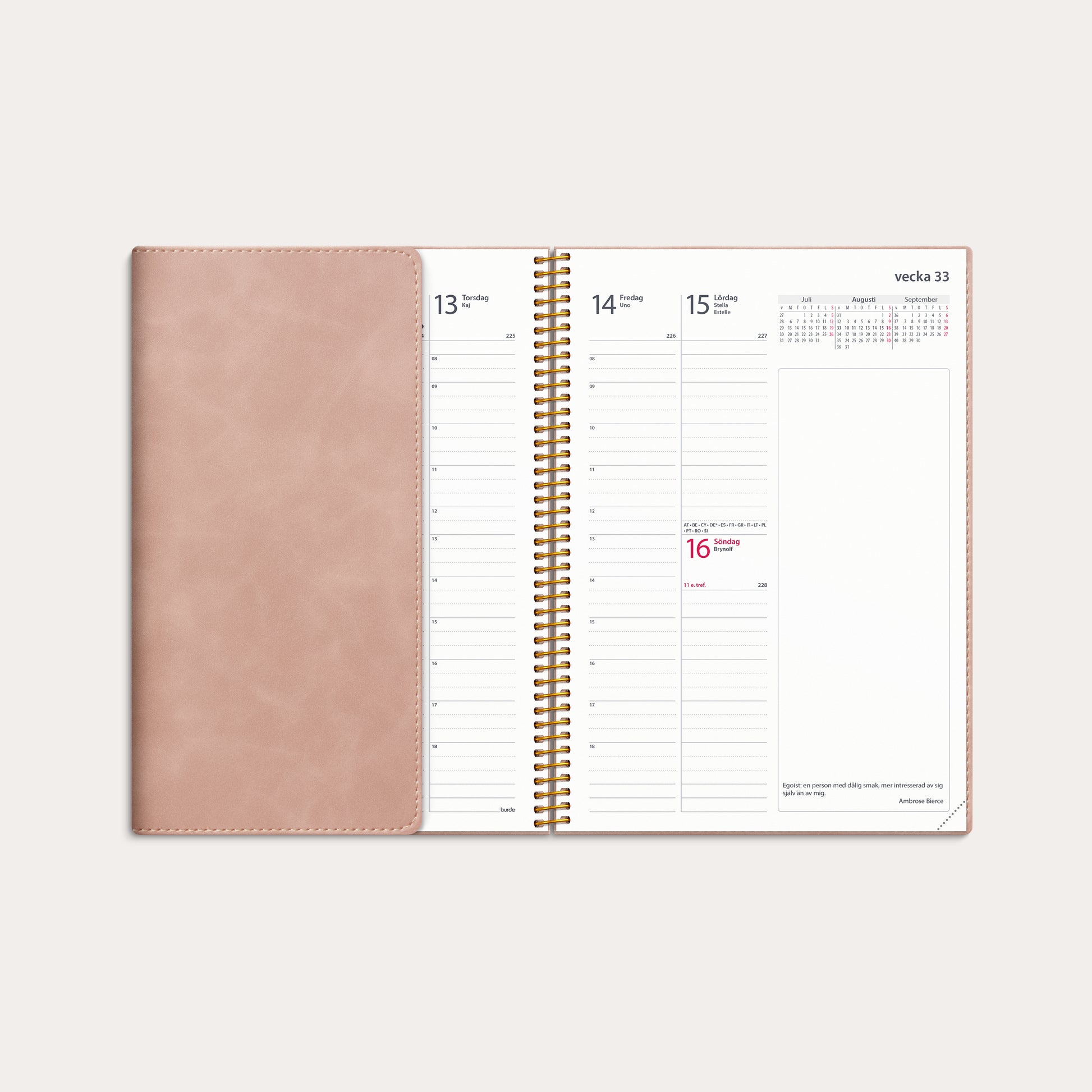 Kalender 2026 Business A5 Twist rosa – detail view