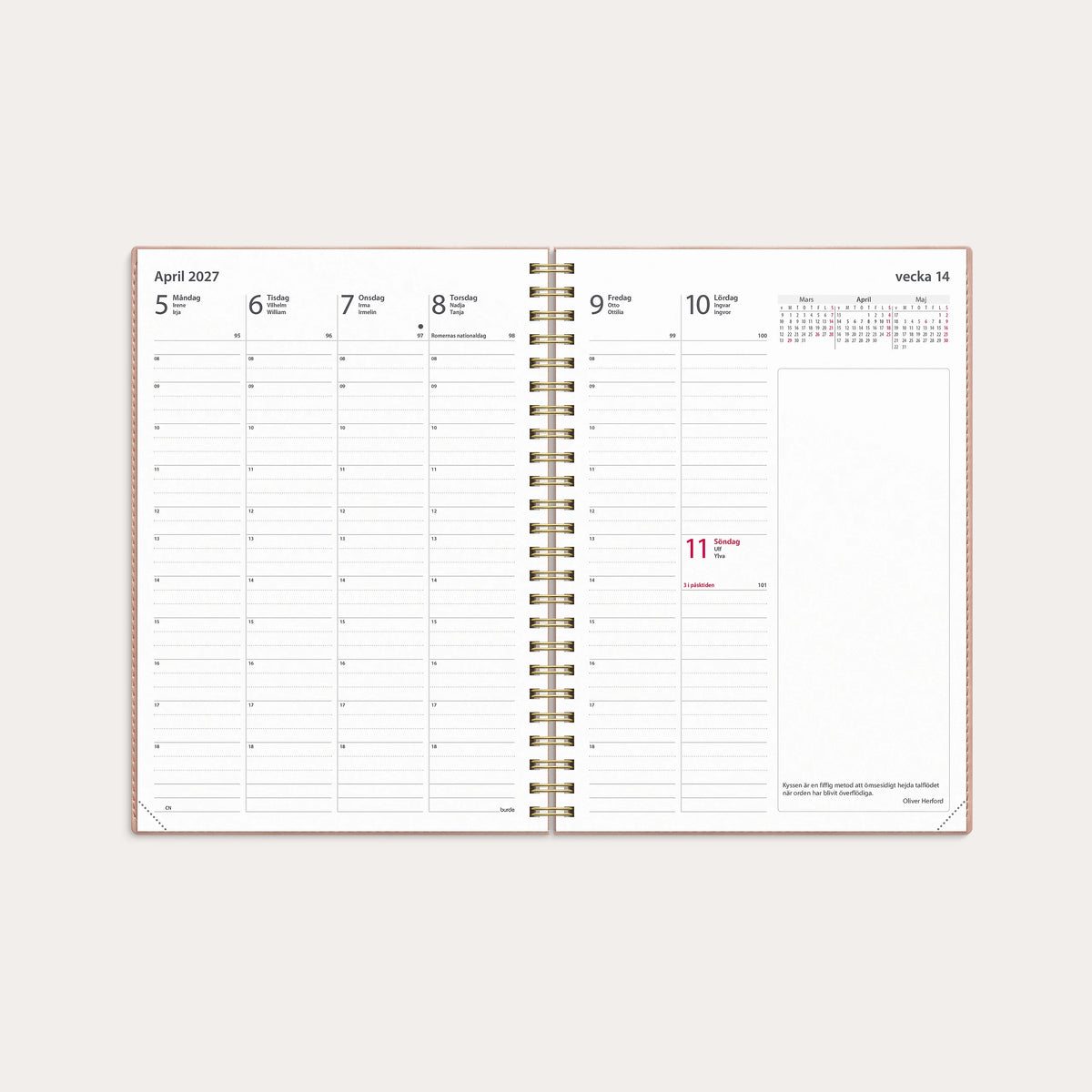 Kalender 2027 Business A5 Twist rosa