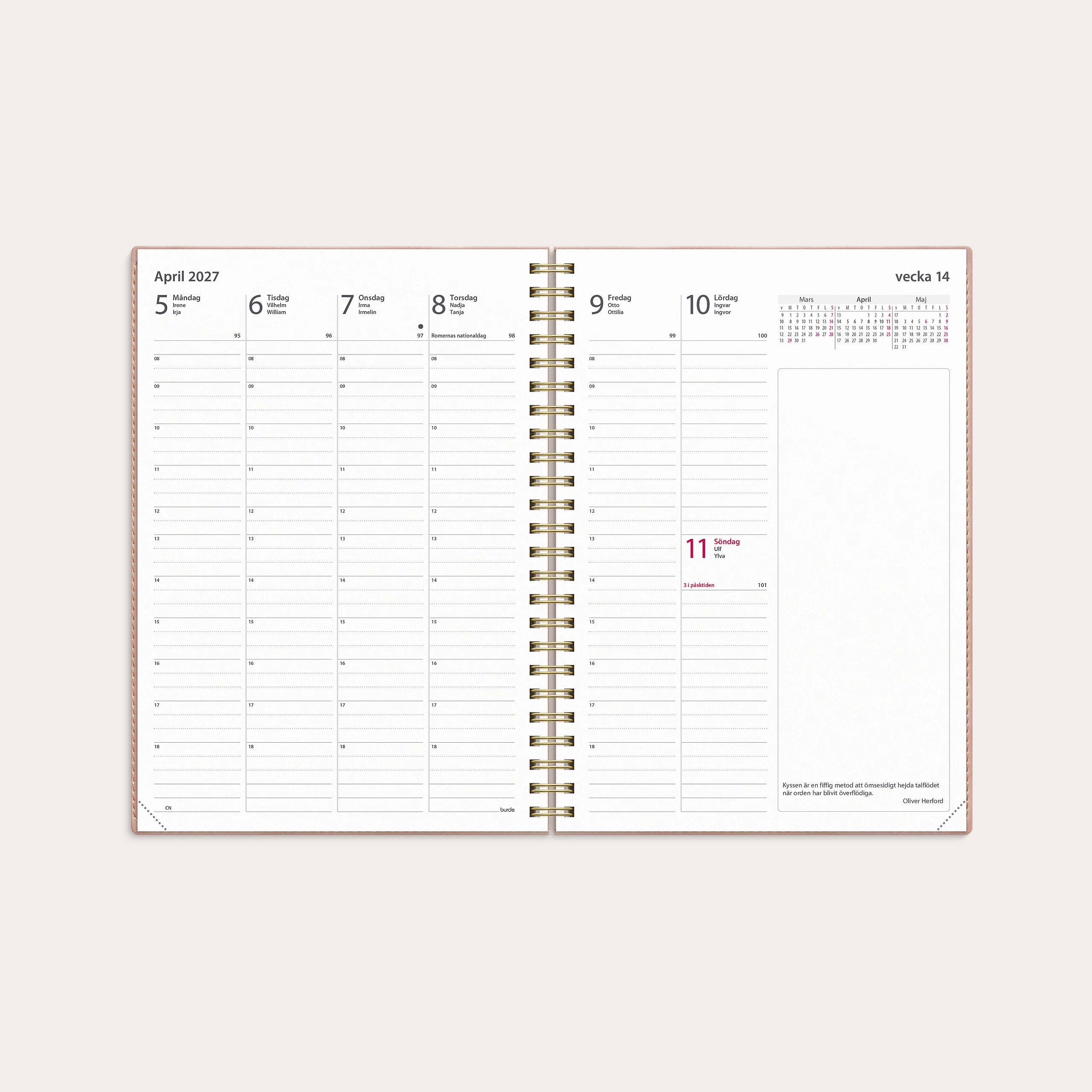 Kalender 2027 Business A5 Twist rosa