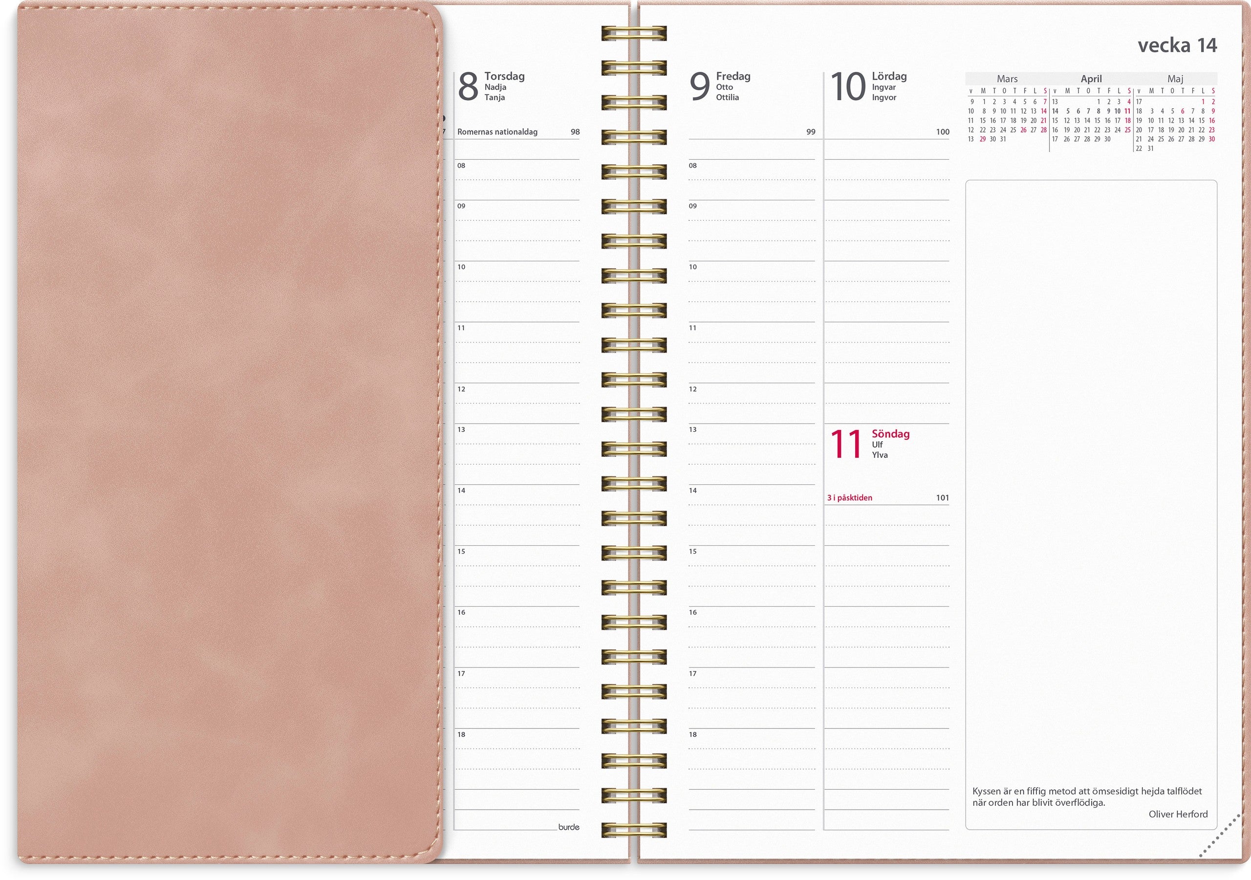 Kalender 2027 Business A5 Twist rosa