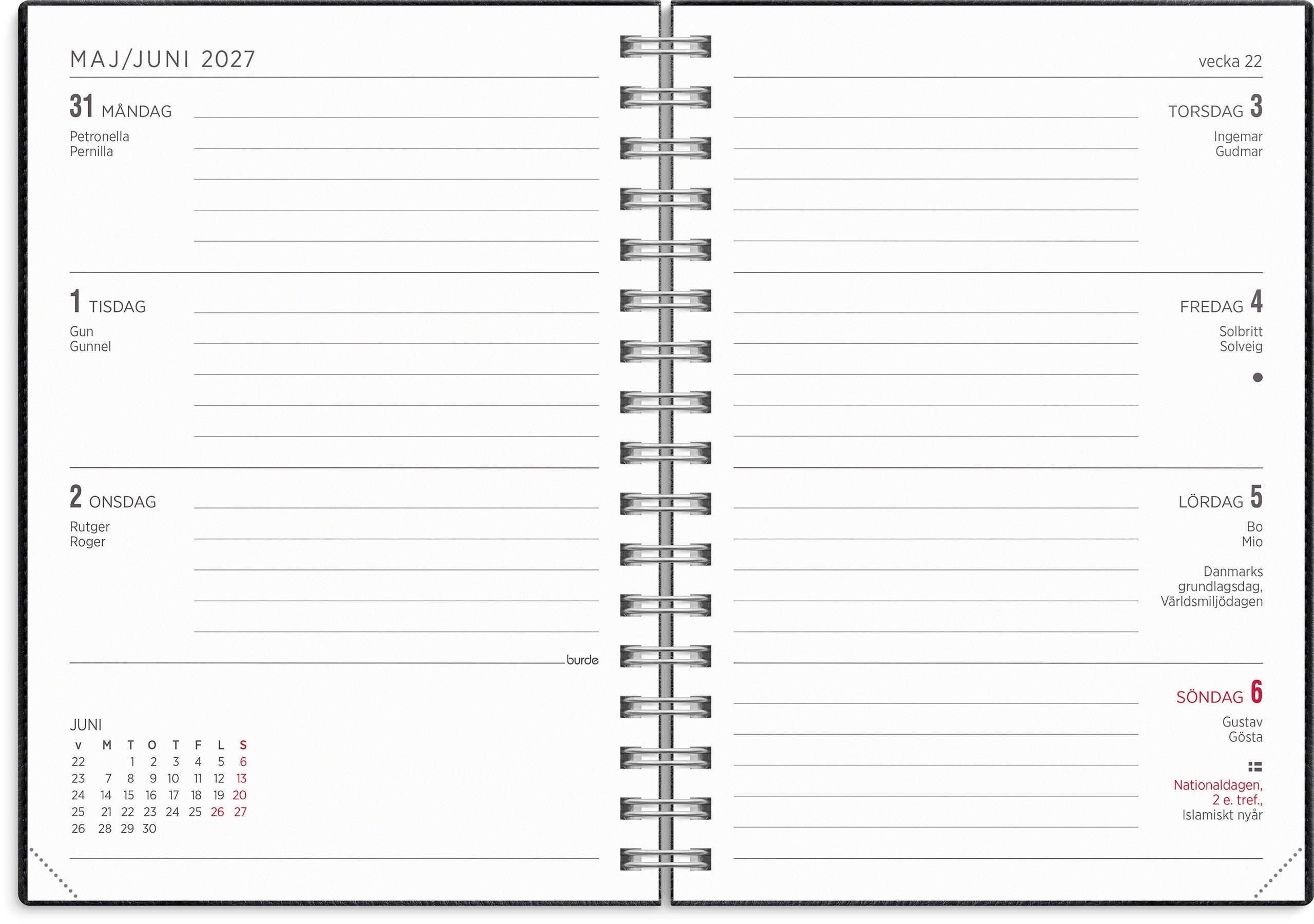 Kalender 2027 Senator A6 Twist svart