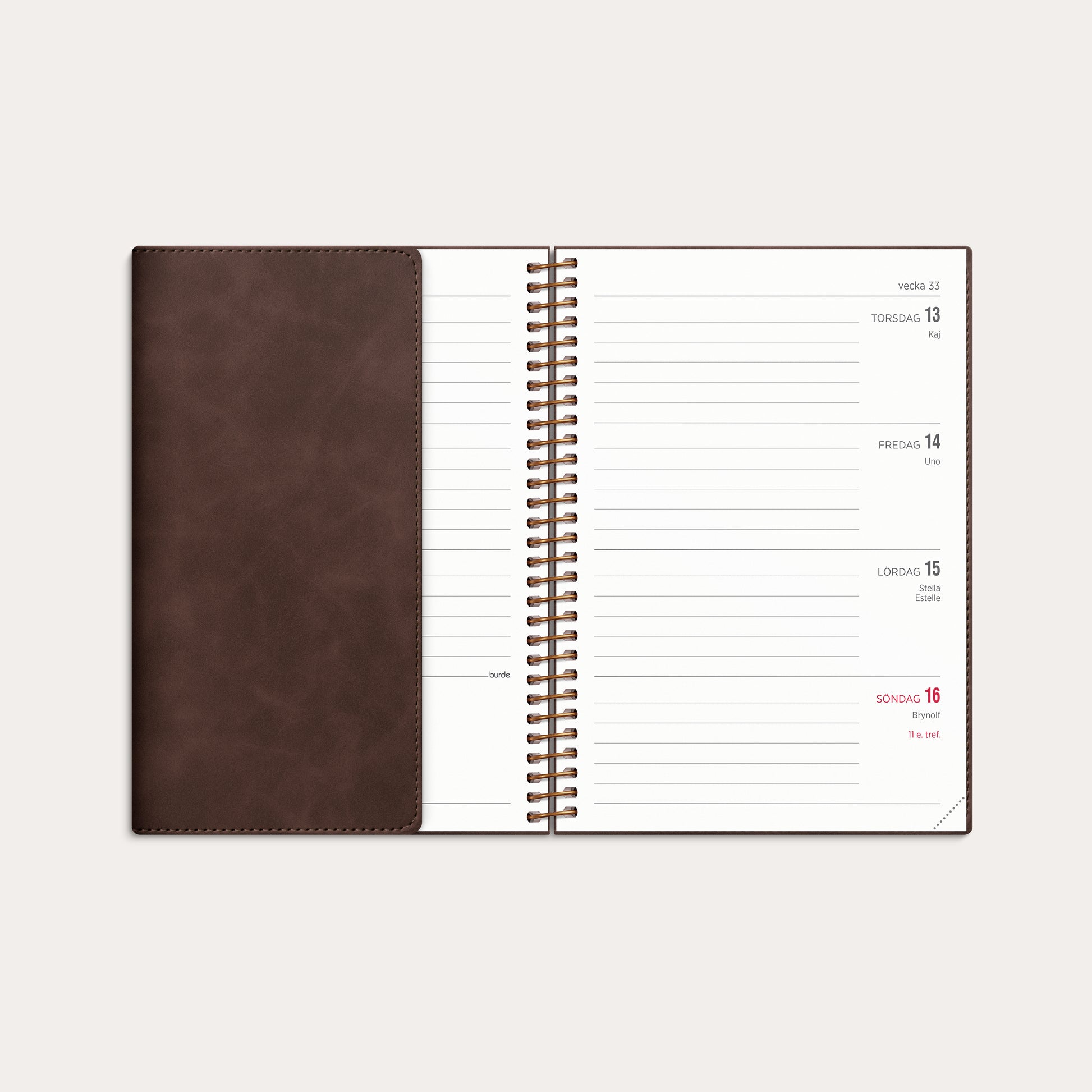 Kalender 2026 Senator A6 Twist brun – detail view