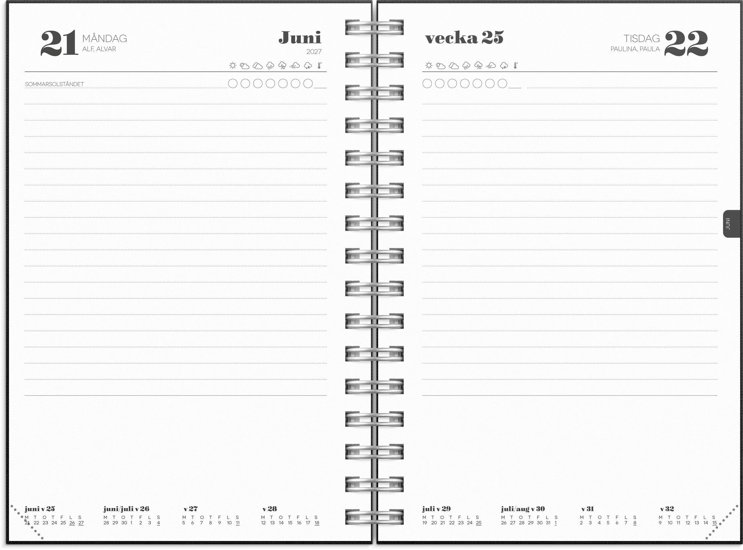 Dagbok Textile 2027 svart