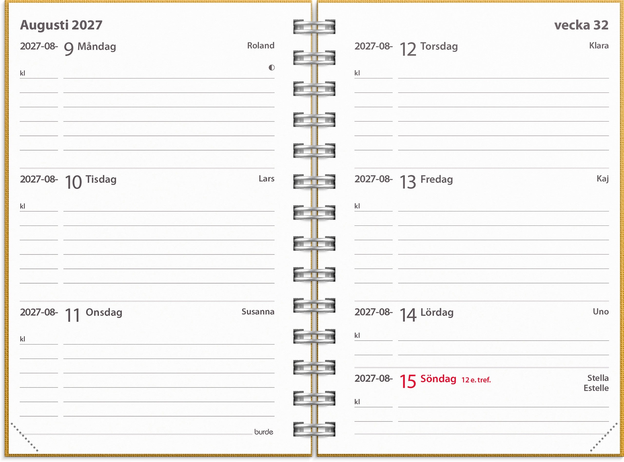 Kalender 2027 Leader Textile senapsgul