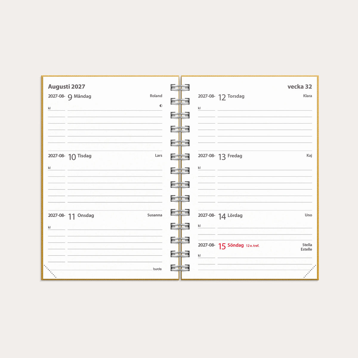 Kalender 2027 Leader Textile senapsgul