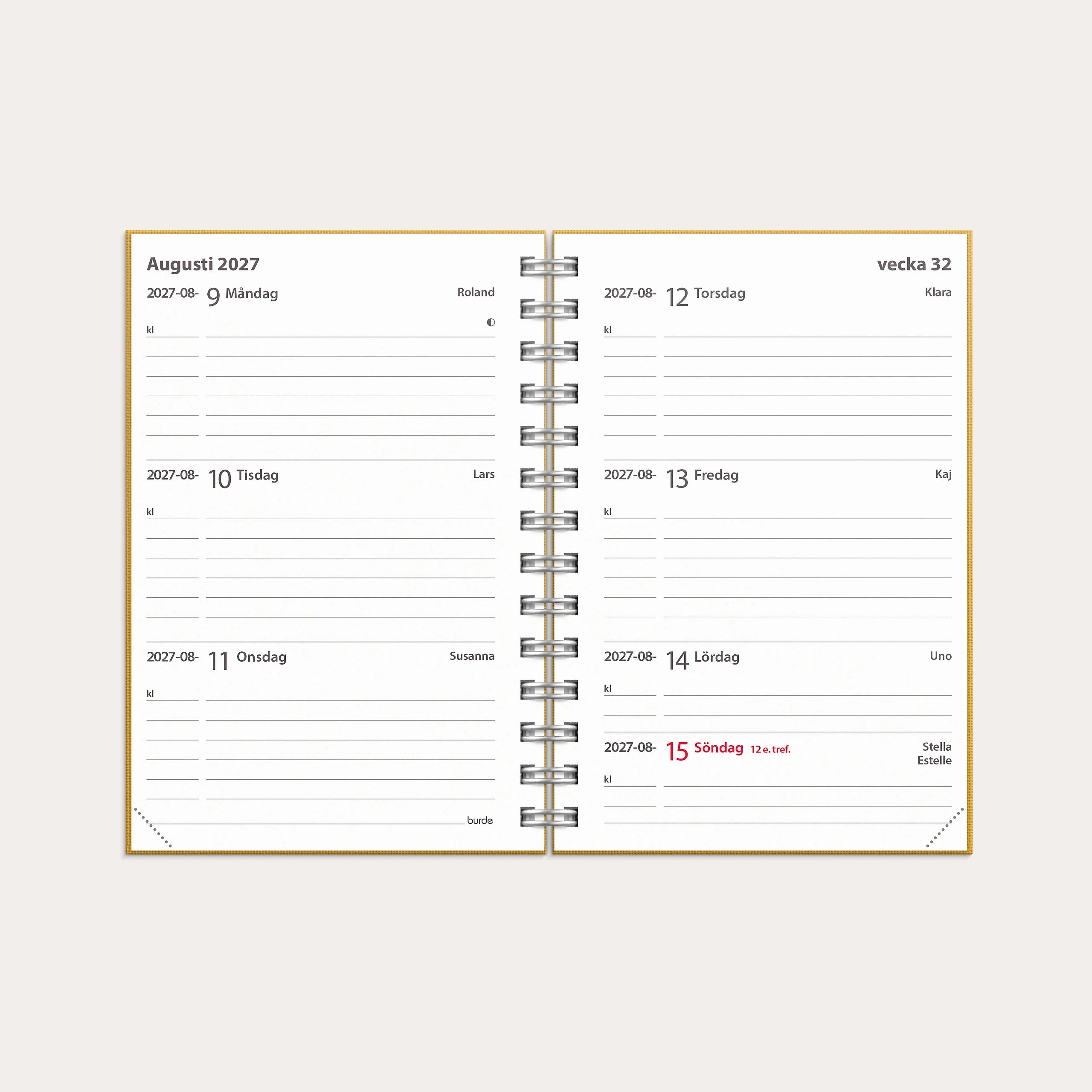 Kalender 2027 Leader Textile senapsgul