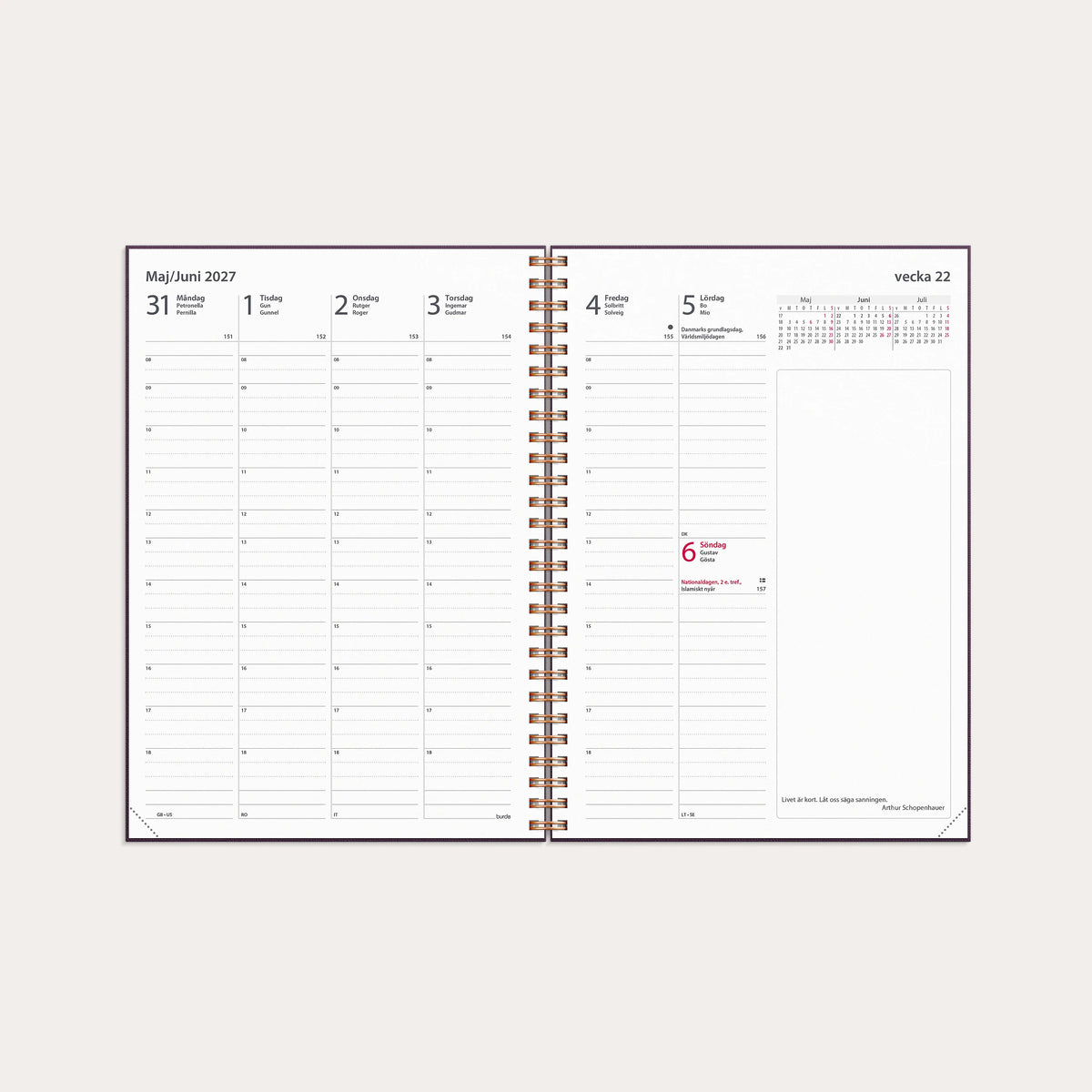 Kalender 2027 Business A5 Textile plommon
