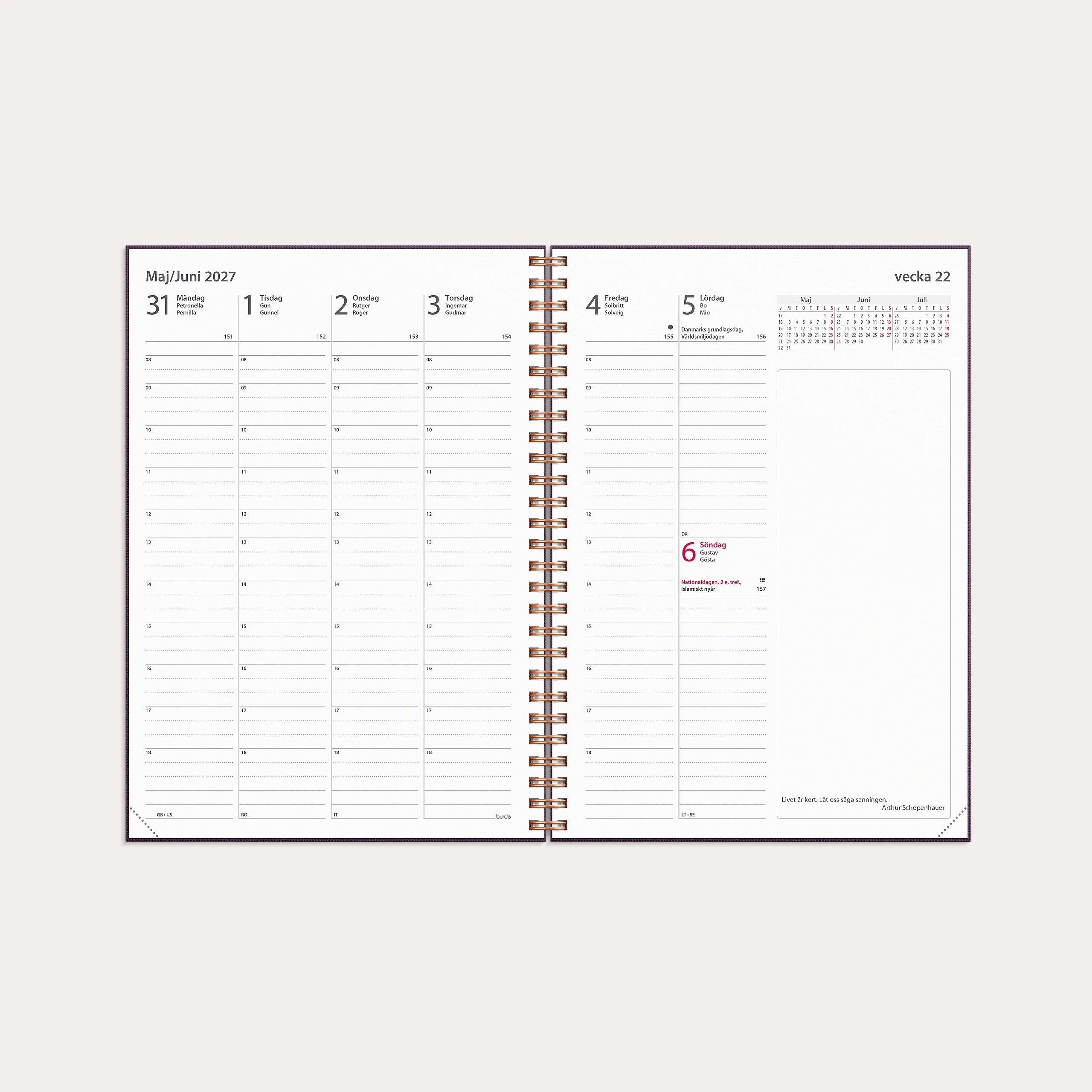 Kalender 2027 Business A5 Textile plommon