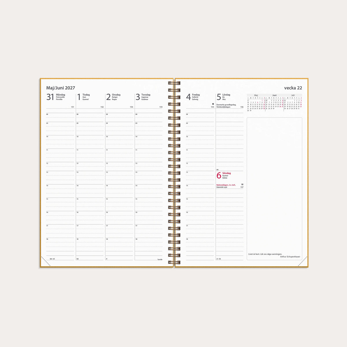 Kalender 2027 Business A5 Textile senapsgul
