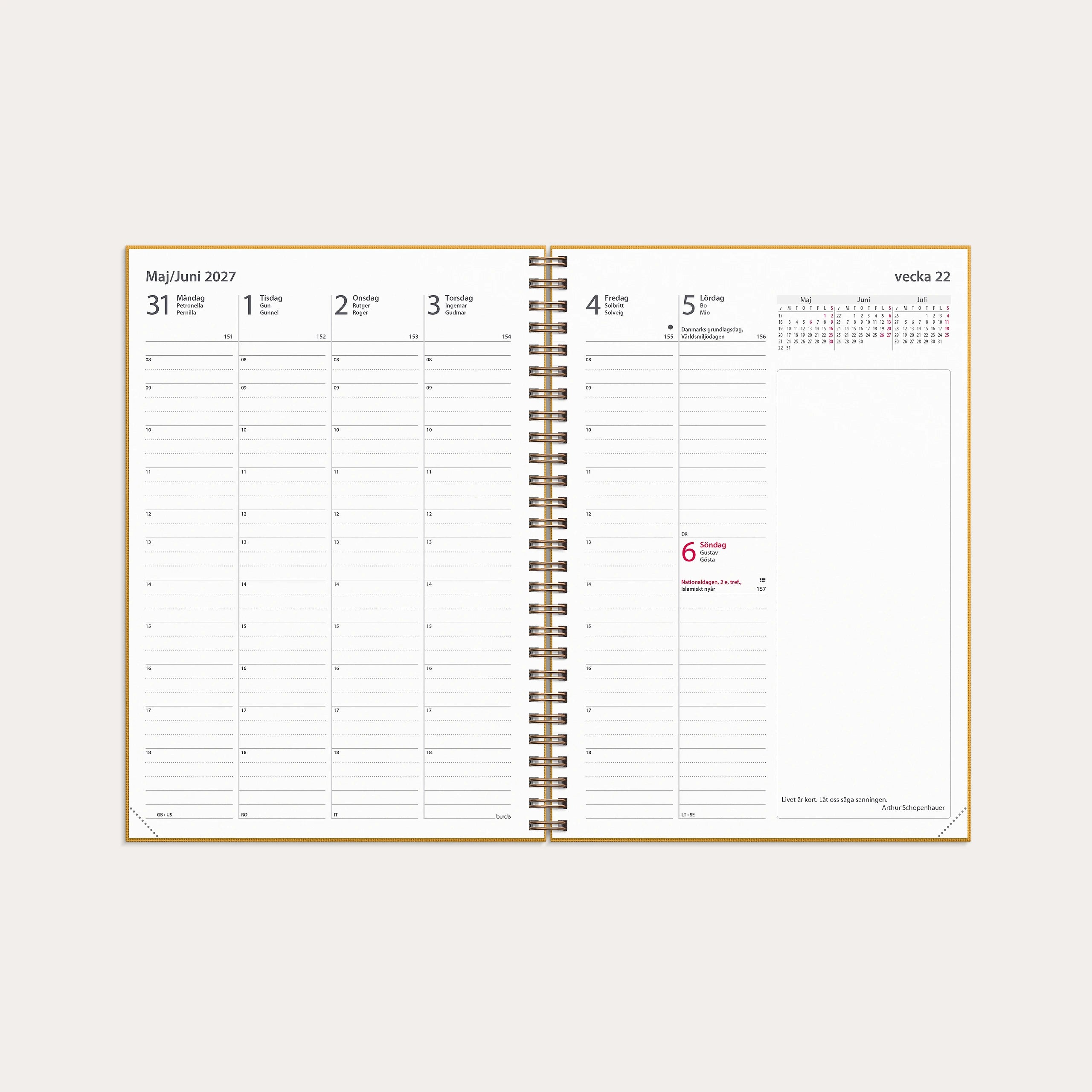 Kalender 2027 Business A5 Textile senapsgul