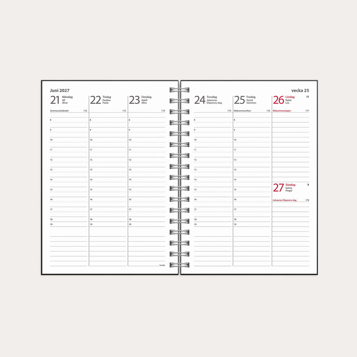 Kalender 2027 Weekly A6 Textile svart