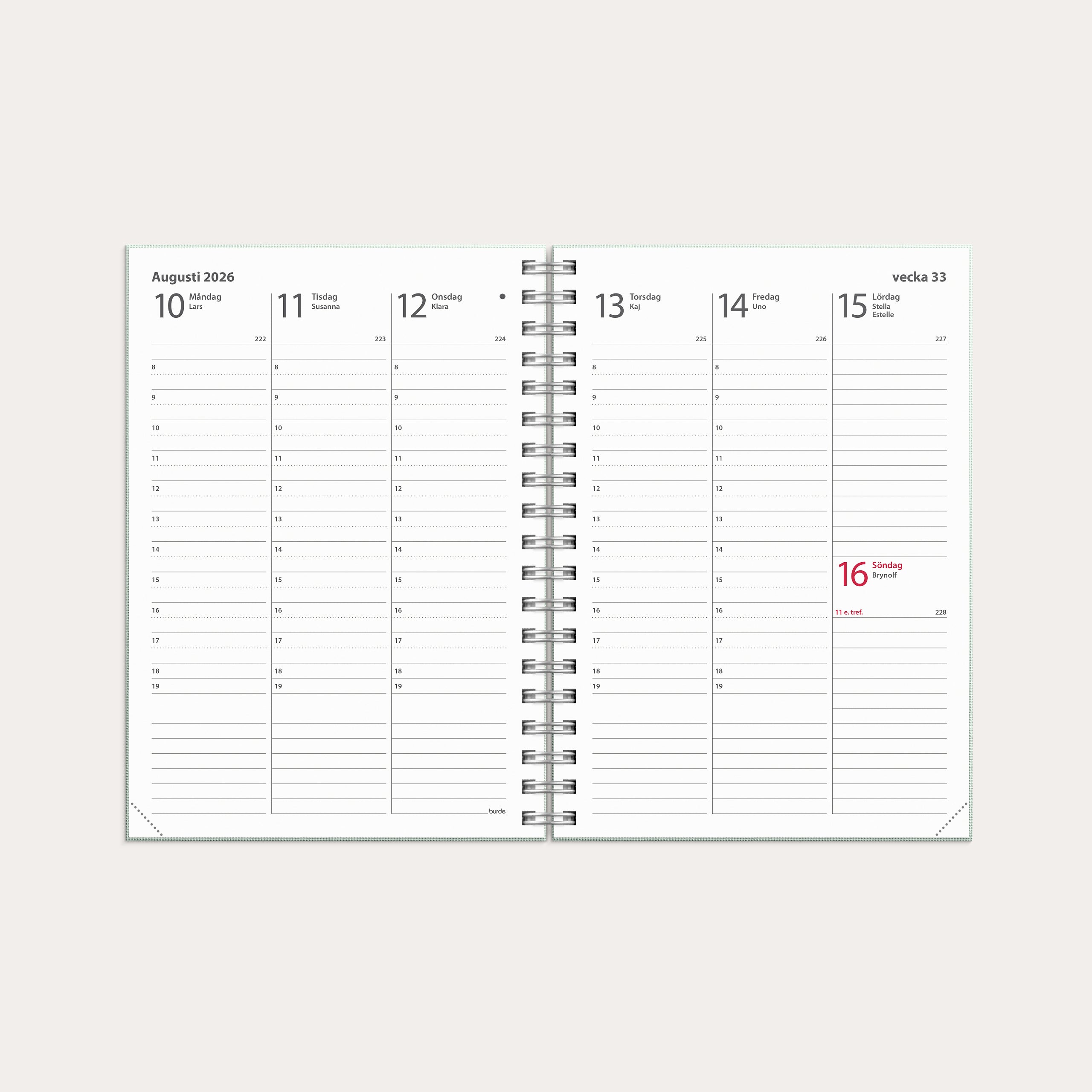 Kalender 2026 Weekly A6 Textile grön