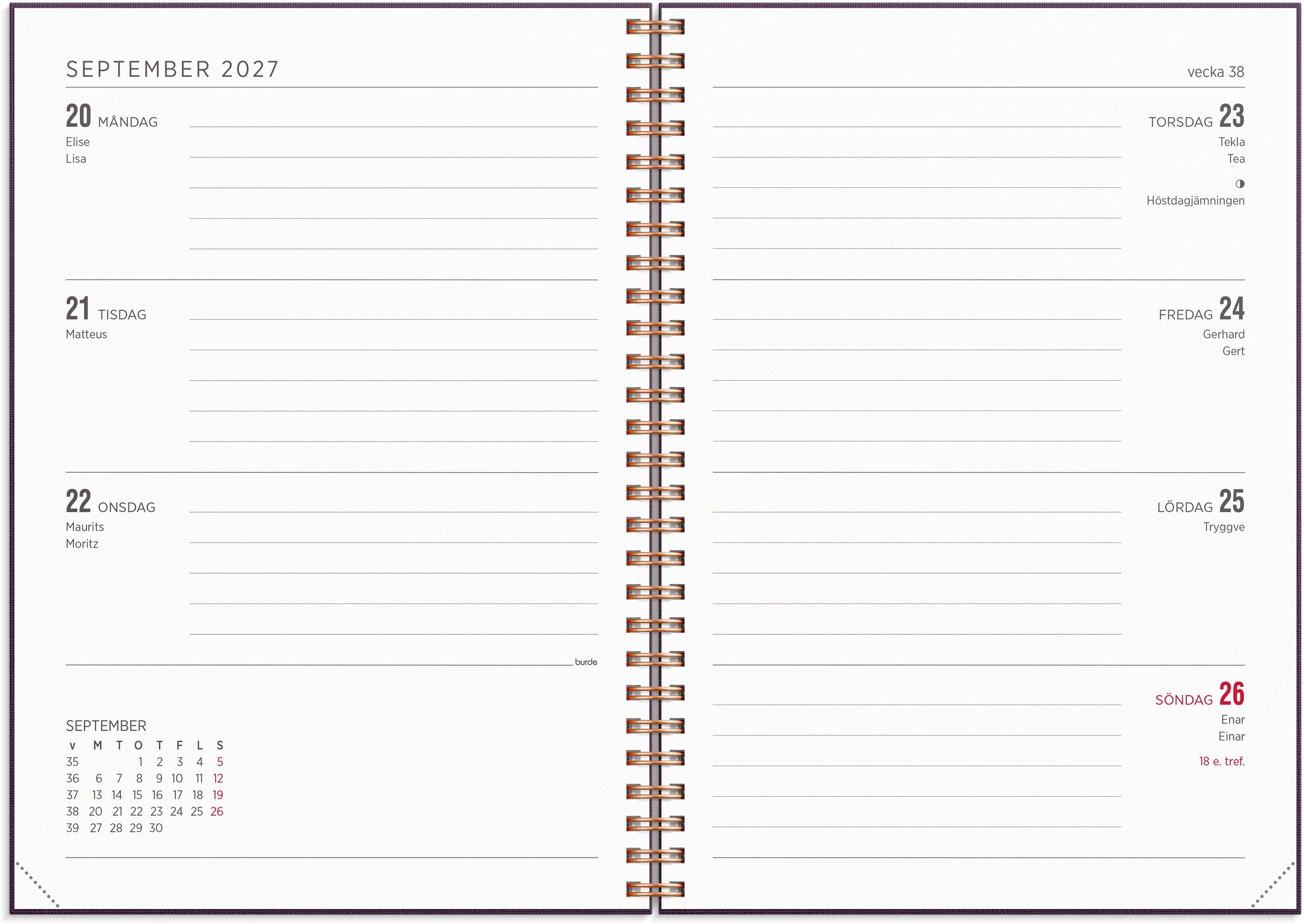 Kalender 2027 Senator A5 Textile plommon