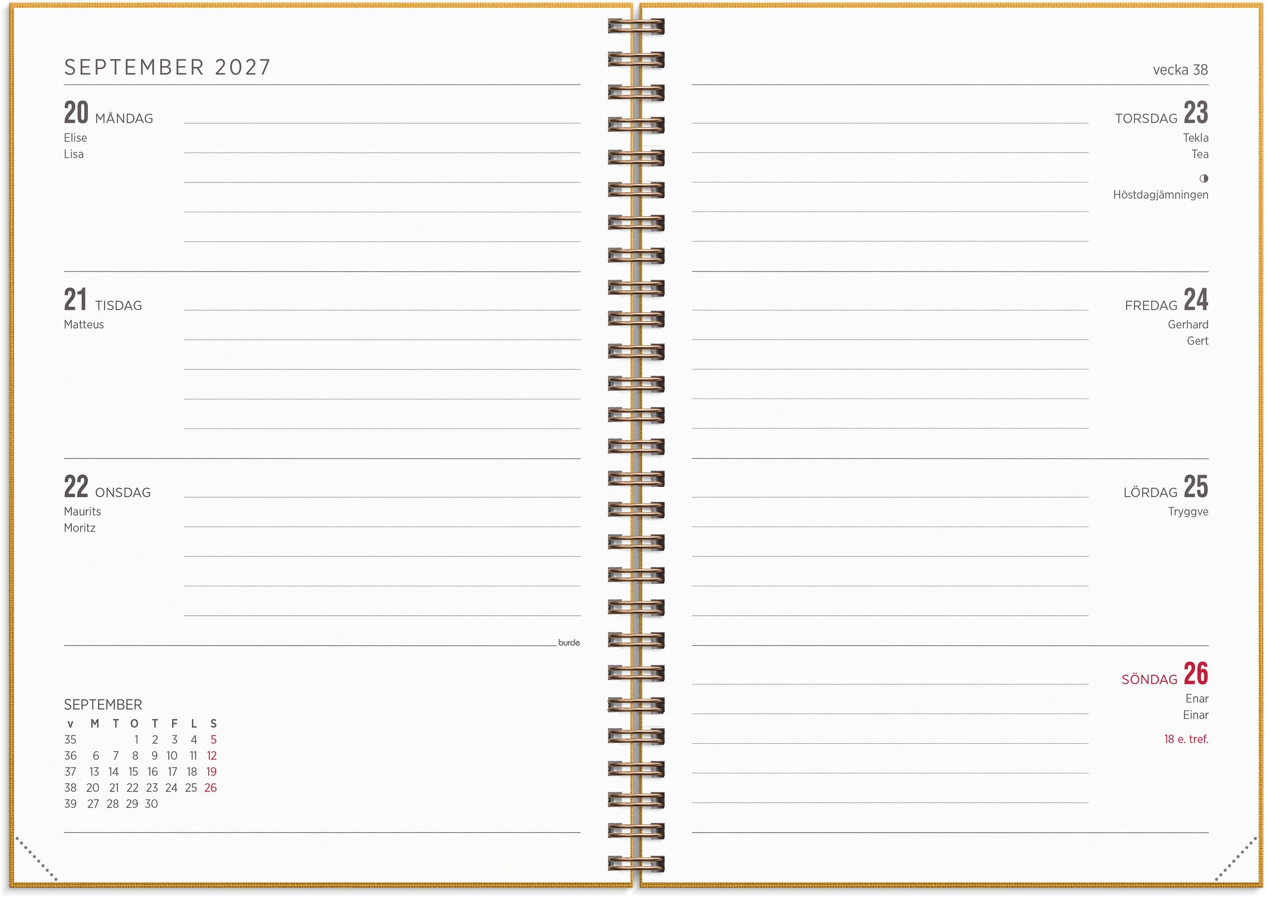 Kalender 2027 Senator A5 Textile senapsgul