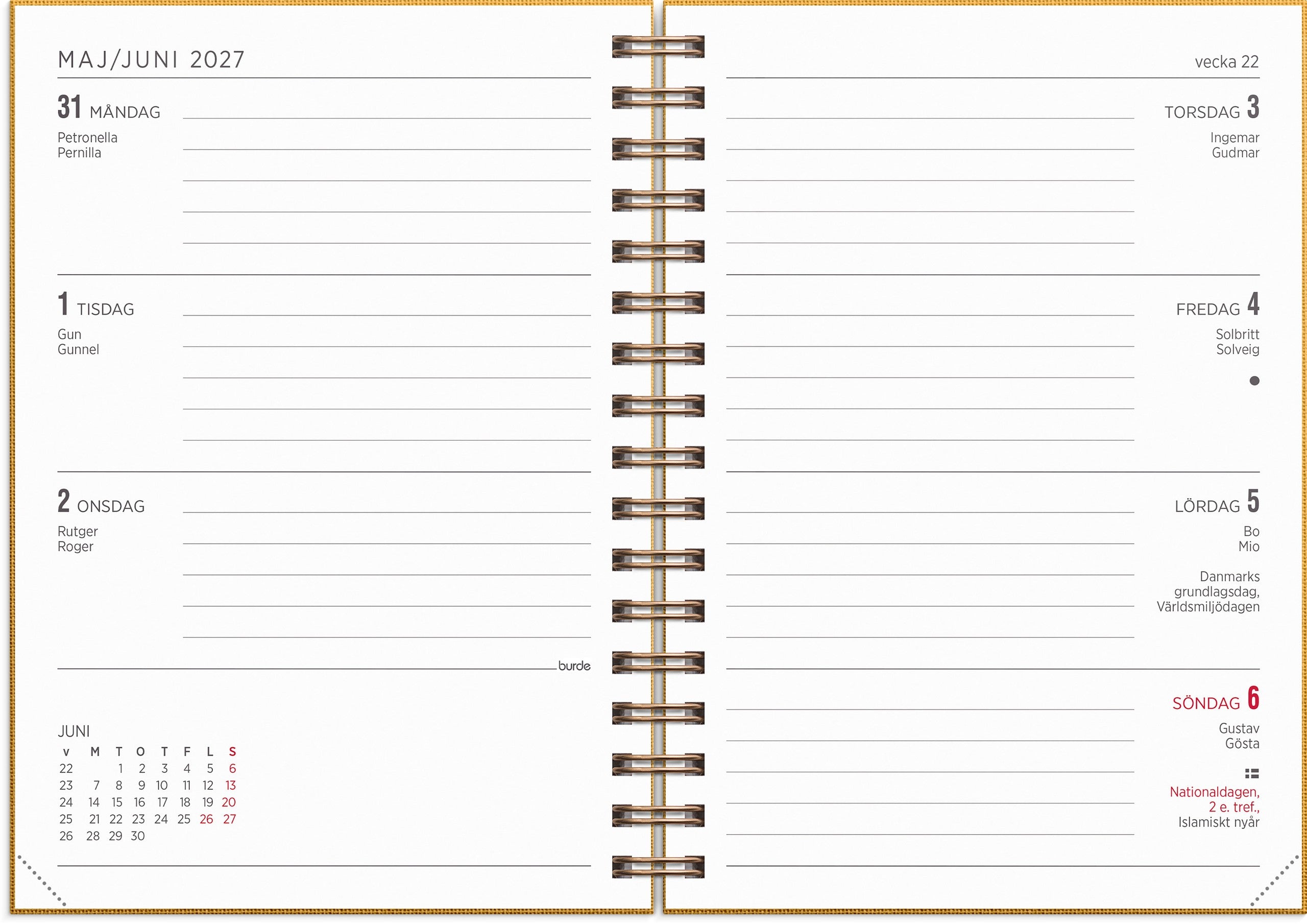 Kalender 2027 Senator A6 Textile senapsgul