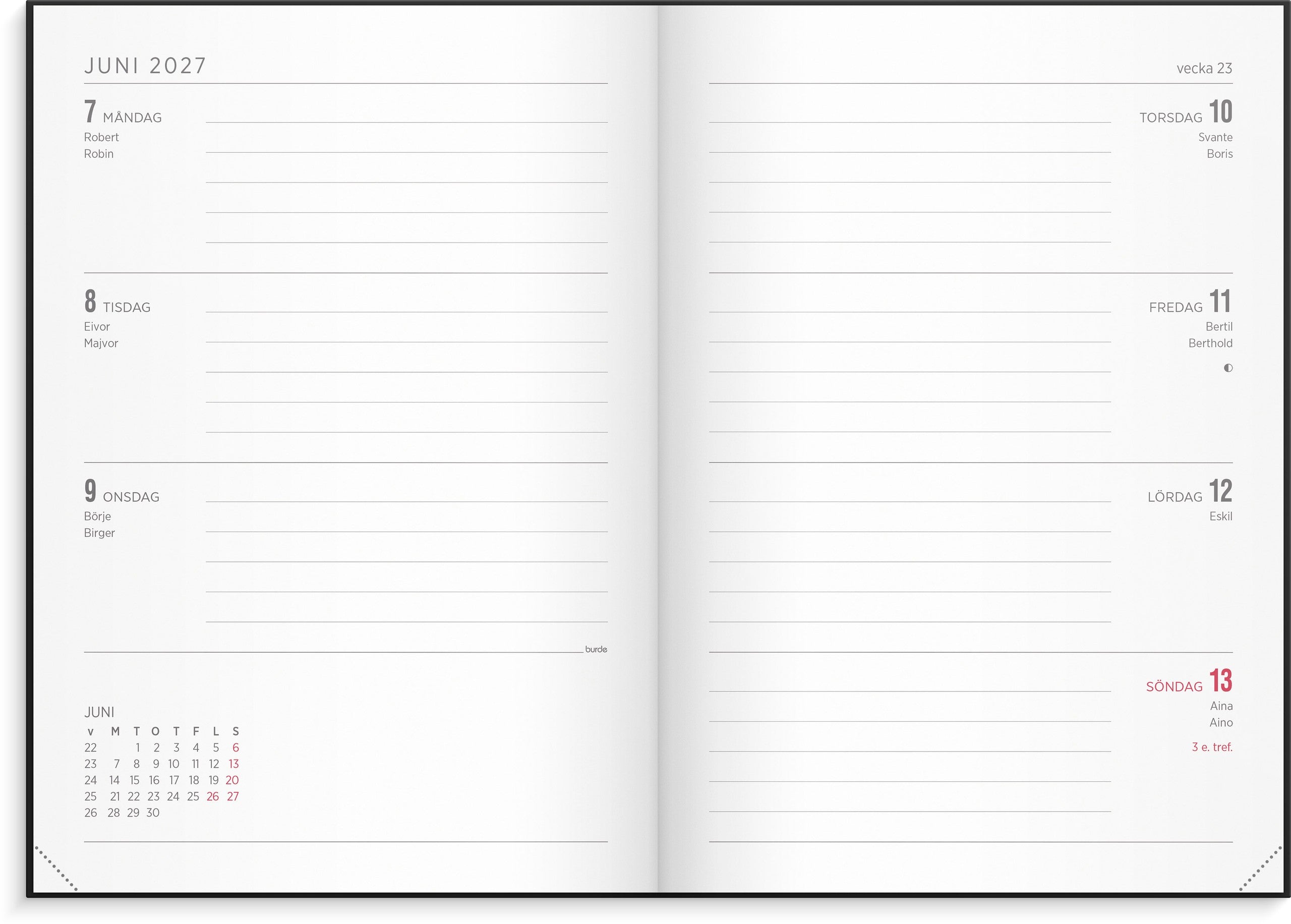 Kalender 2027 Senator A5 Vega svart
