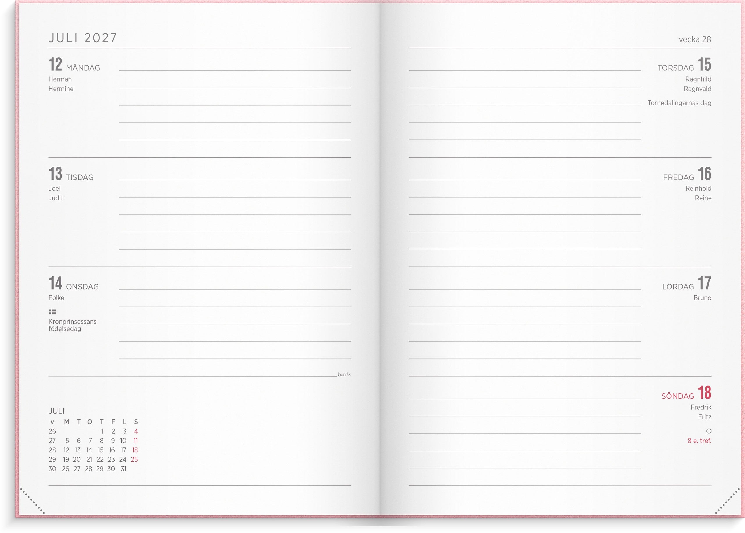 Kalender 2027 Senator A5 Vega rosa