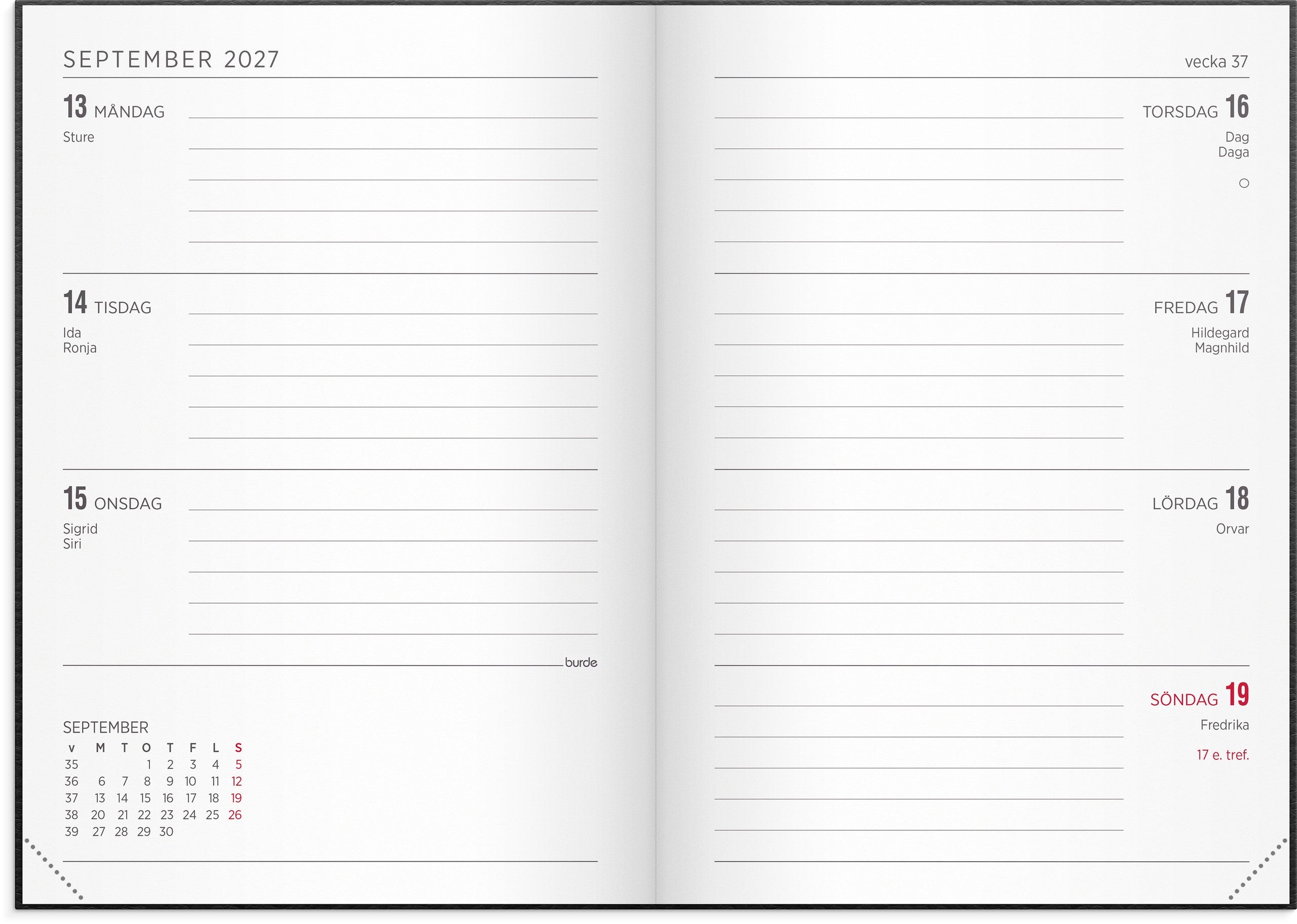 Kalender 2027 Senator A6 Vega svart