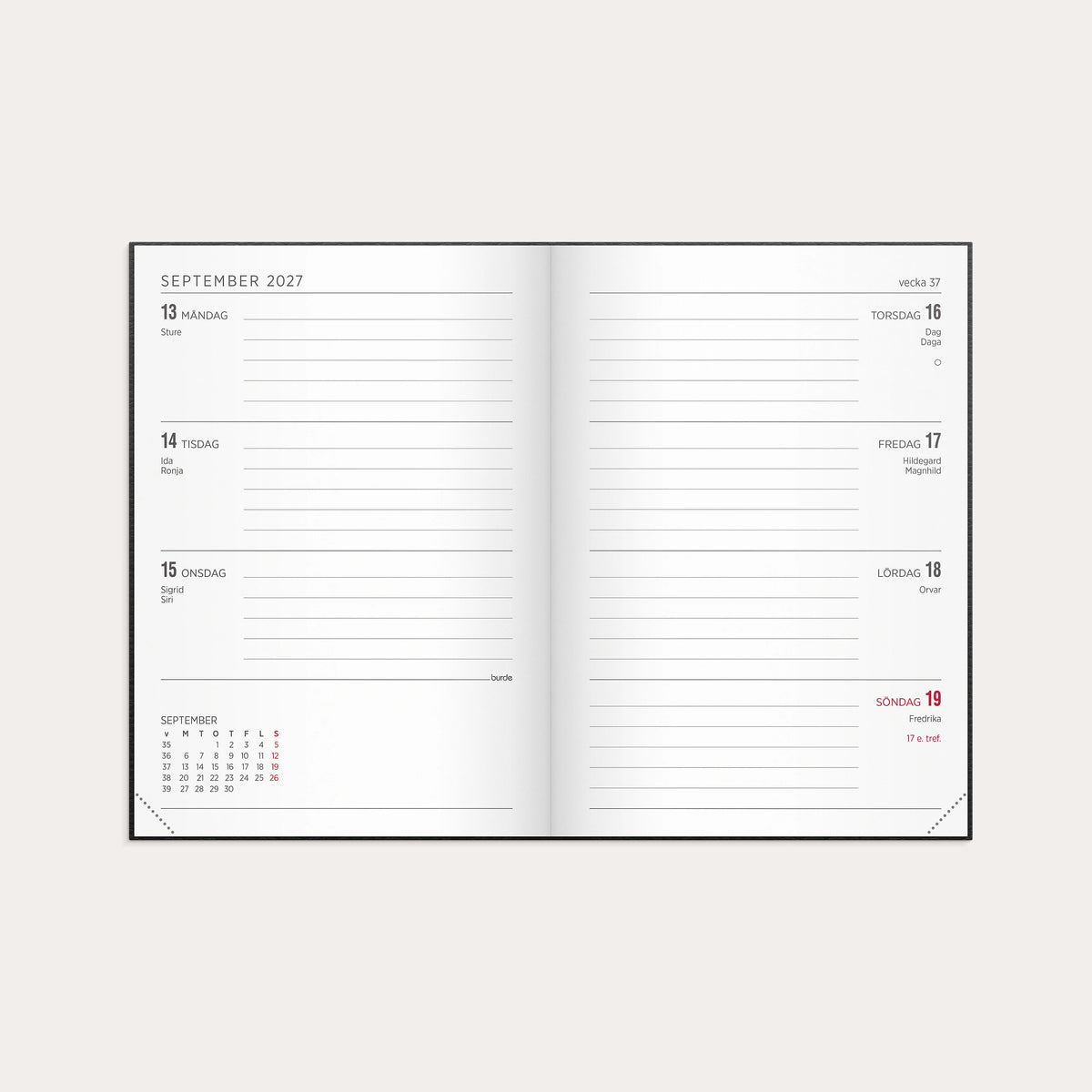 Kalender 2027 Senator A6 Vega svart