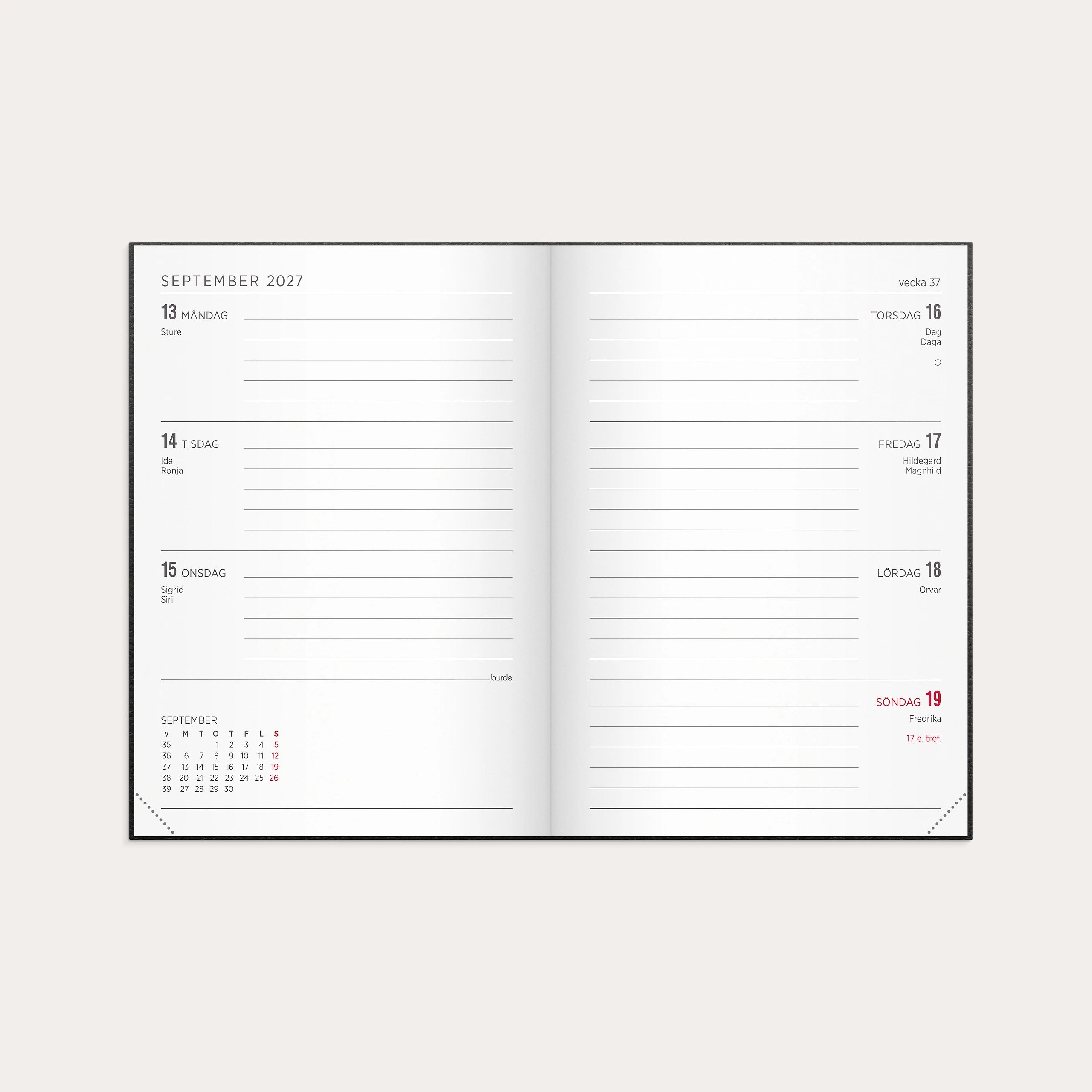 Kalender 2027 Senator A6 Vega svart