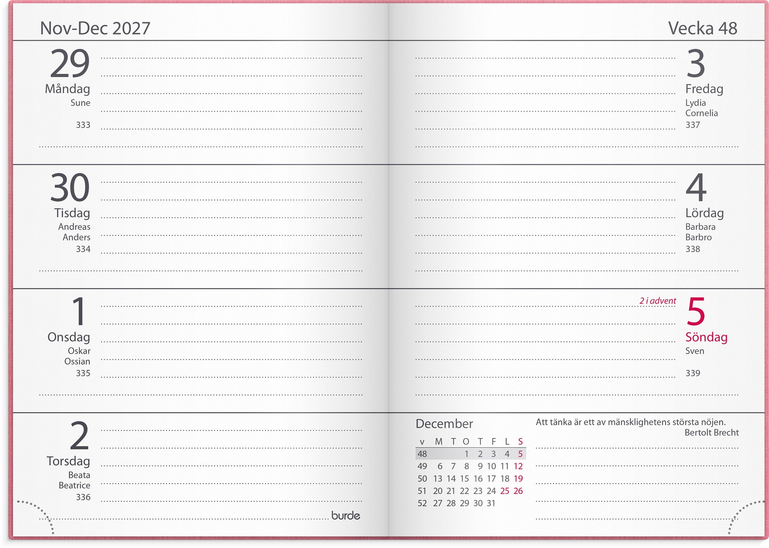 Lilla Fickdagboken Vega 2027 rosa